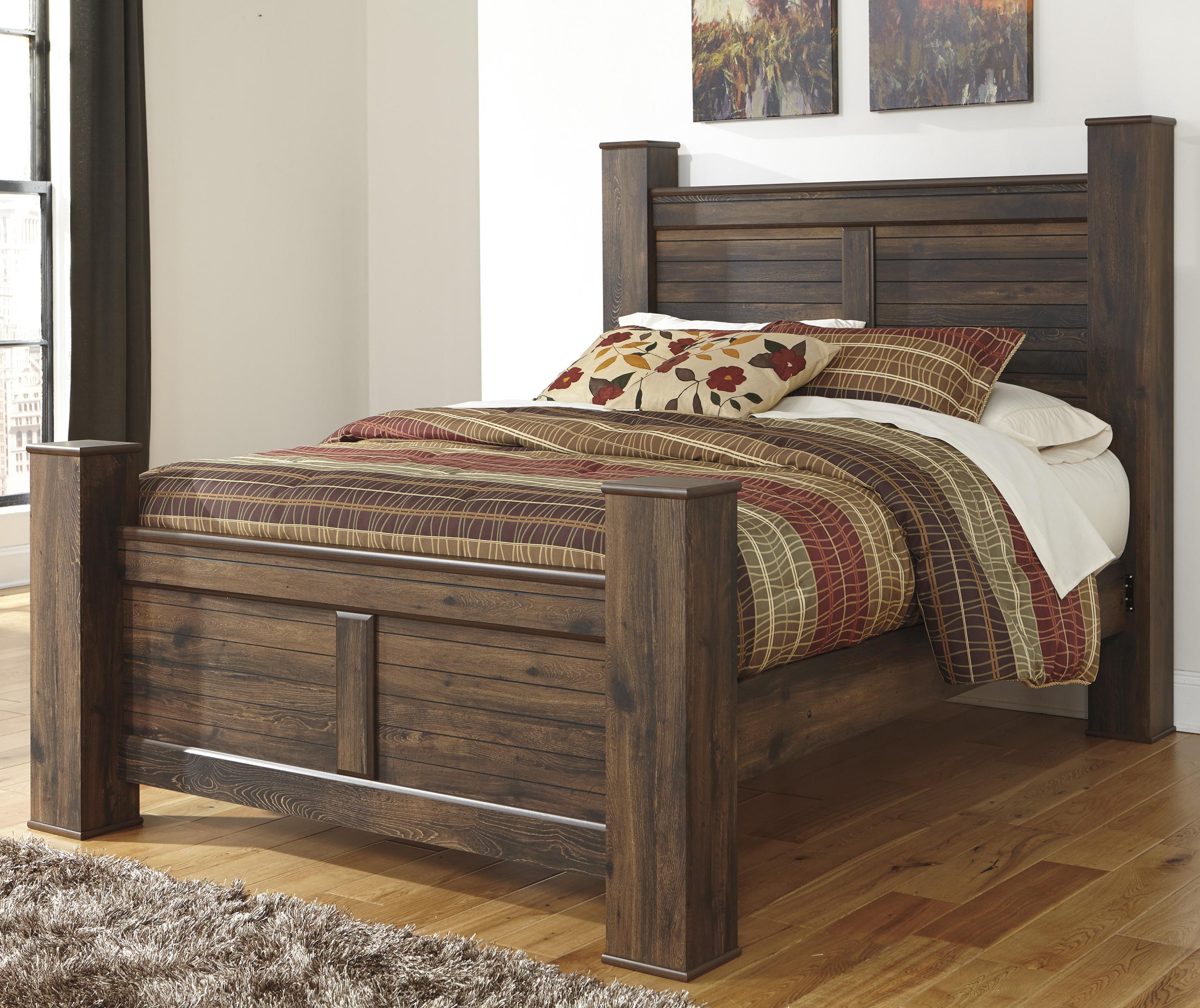 Signature Design By Ashley Quinden Rustic Queen Poster Bed Reid S Furniture Panel Beds