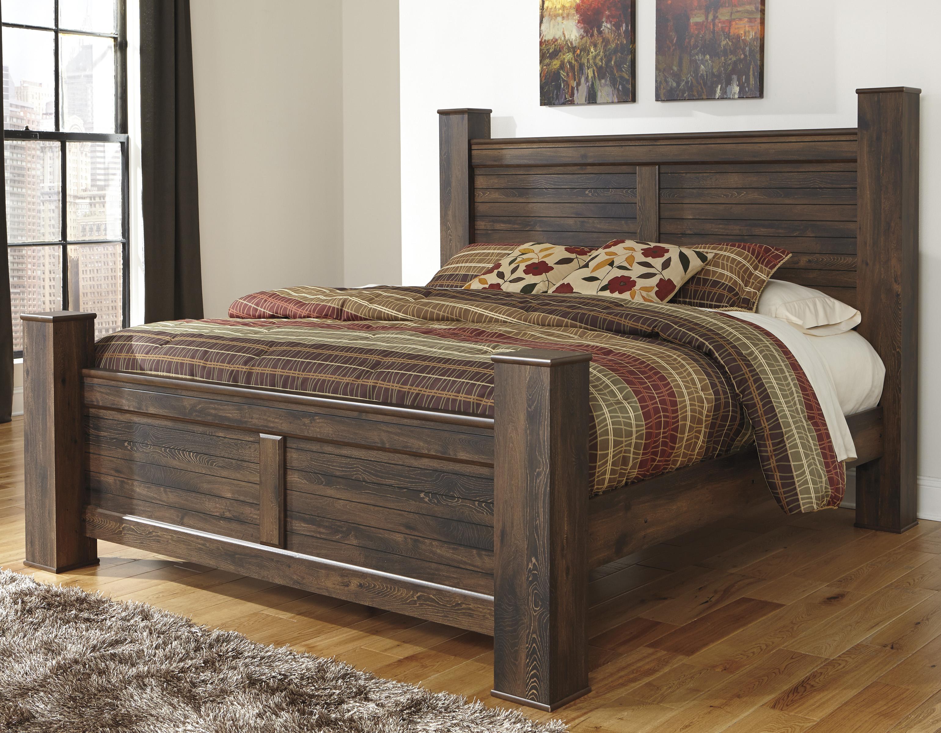 Signature Design By Ashley Quinden Rustic King Poster Bed