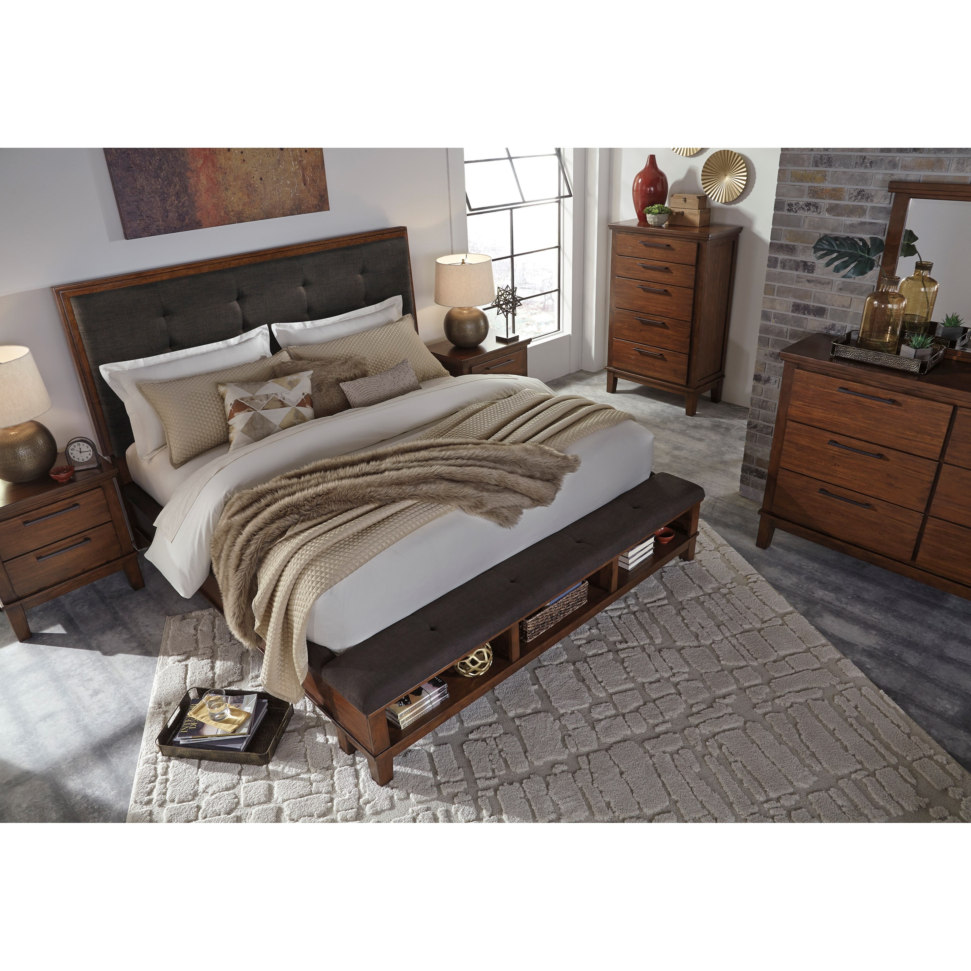 Signature Design By Ashley Ralene King Upholstered Bed With Bench Storage Footboard Sam Levitz Furniture Upholstered Beds