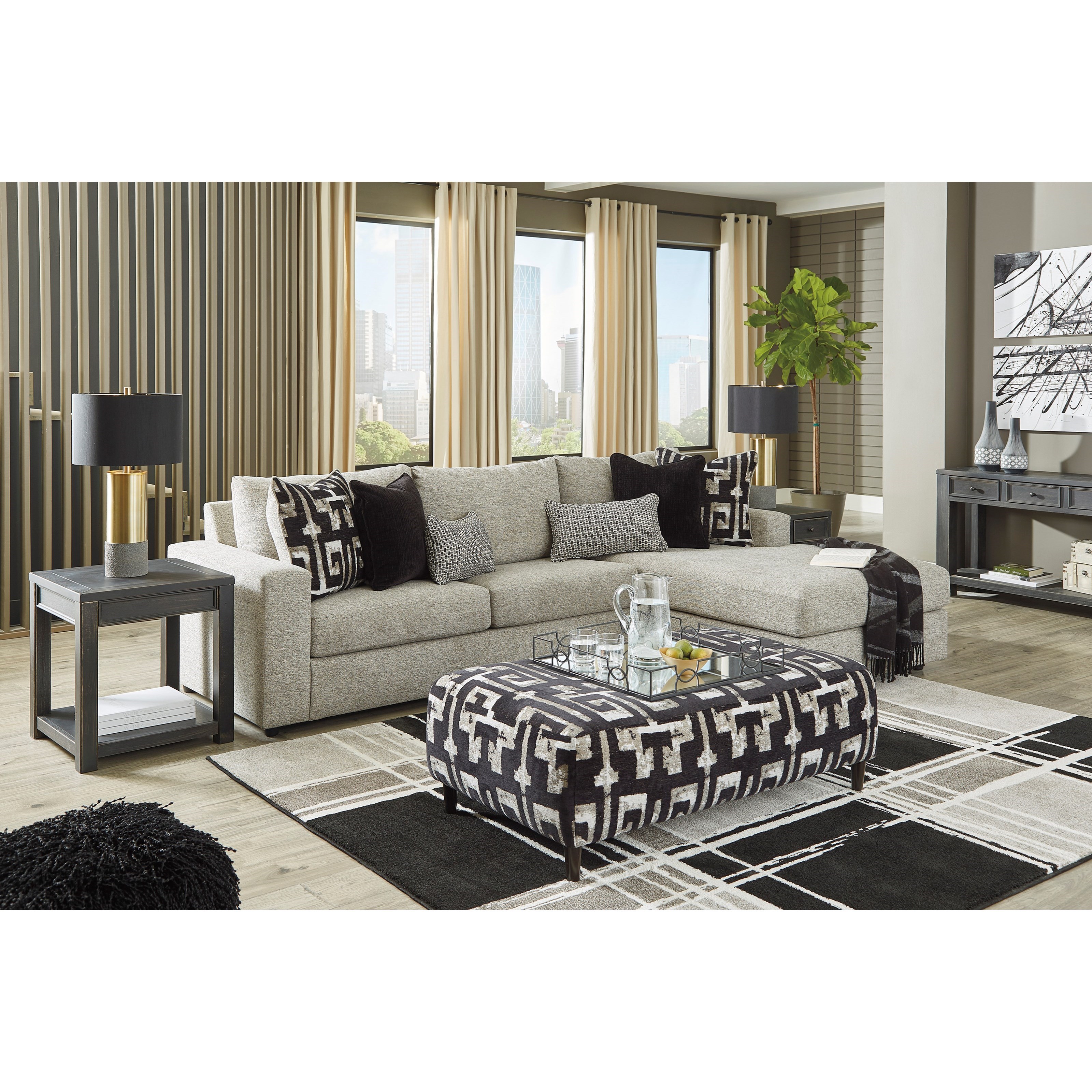 Signature Design By Ashley Ravenstone Contemporary 3 Seat Sectional Sofa With Raf Chaise Rune S Furniture Sectional Sofas