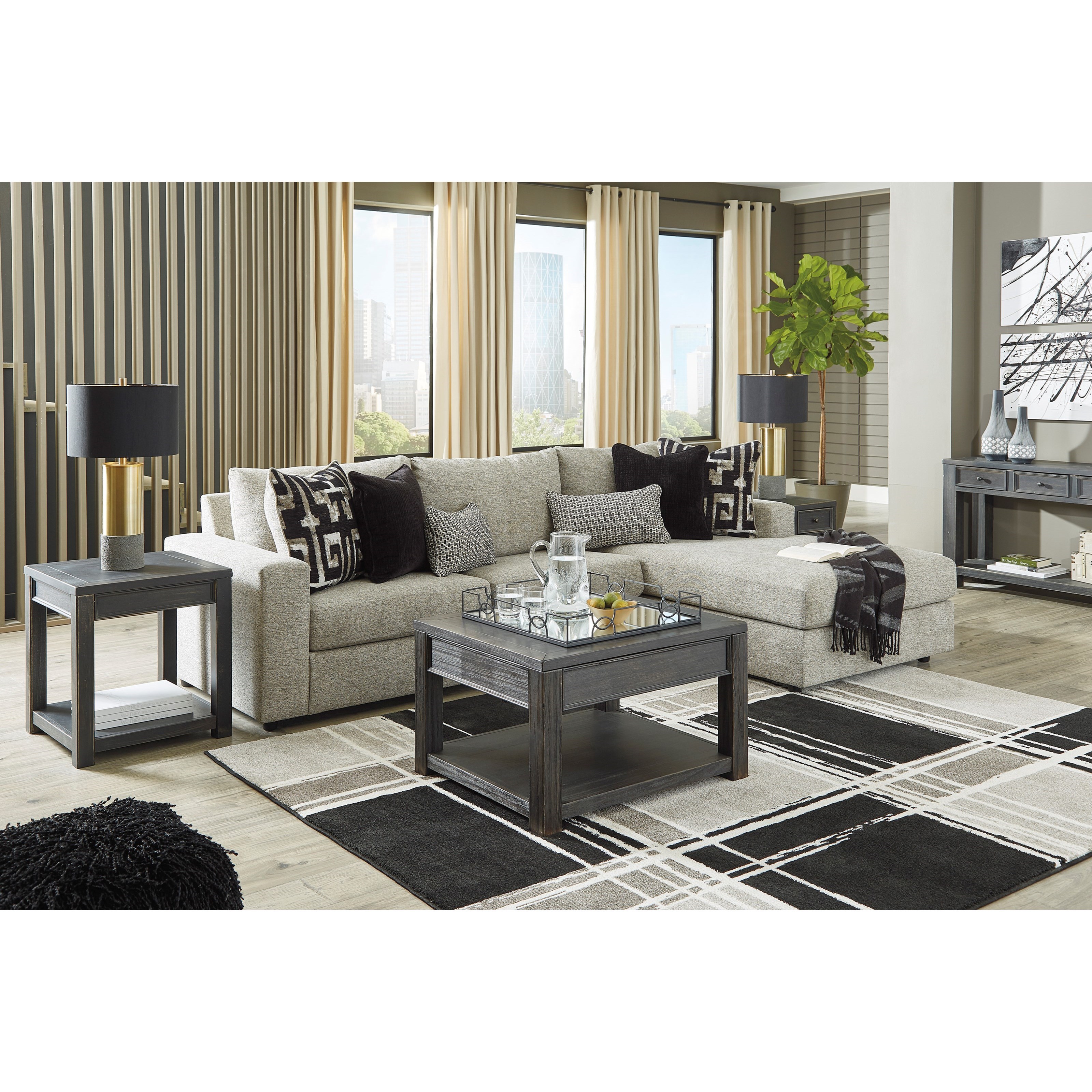 Ashley Signature Design Ravenstone Contemporary 3 Seat Sectional Sofa With Raf Chaise Johnny Janosik Sectional Sofas