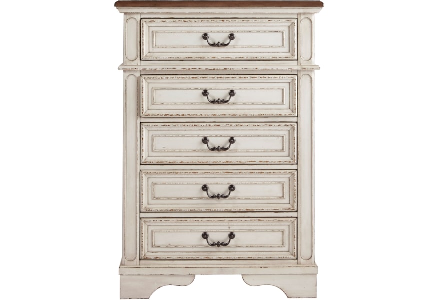Signature Design By Ashley Realyn 10263974 Two Tone 5 Drawer Chest Pilgrim Furniture City Drawer Chests