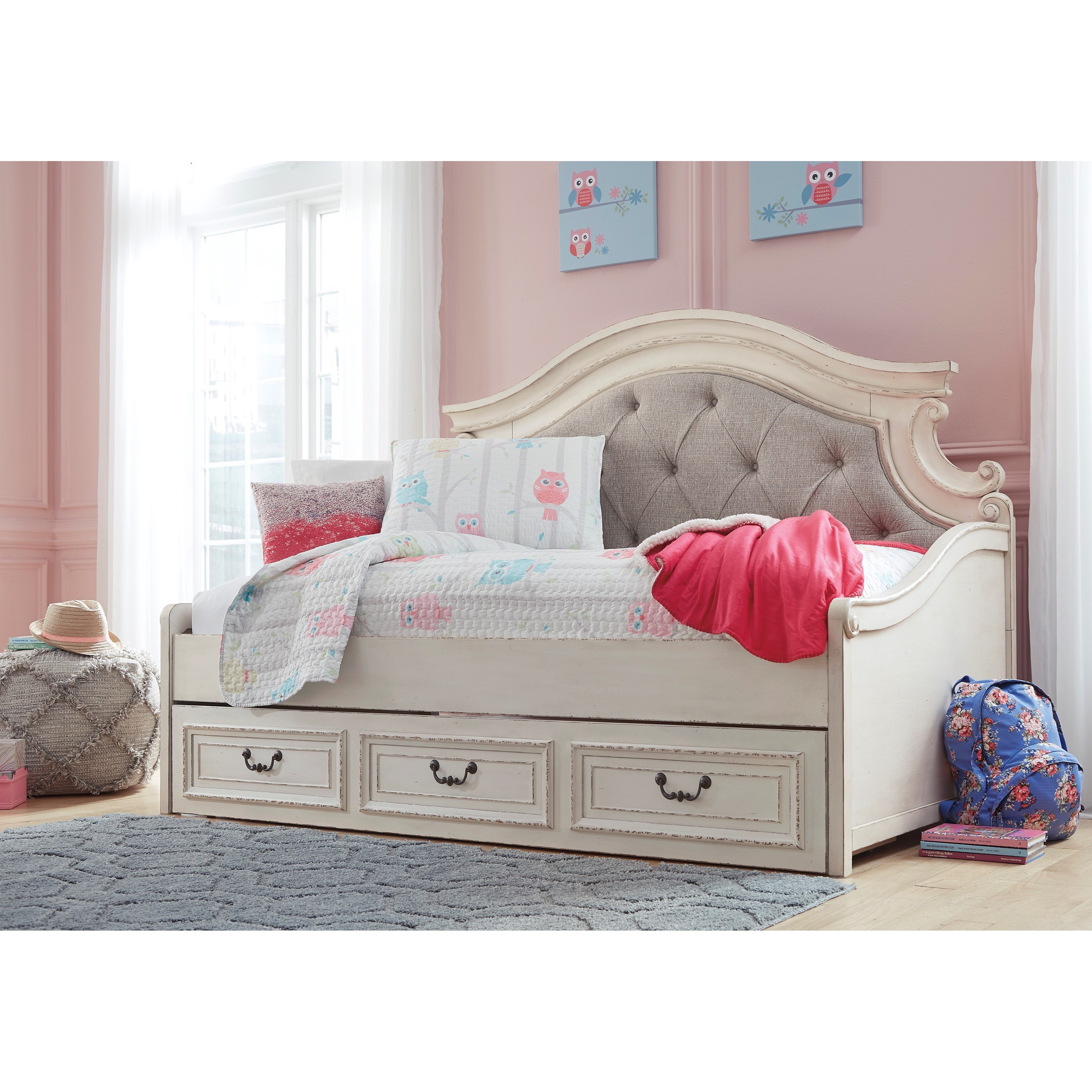 Ashley Signature Design Realyn Twin Upholstered Day Bed With Under Bed Storage Dunk Bright Furniture Daybeds