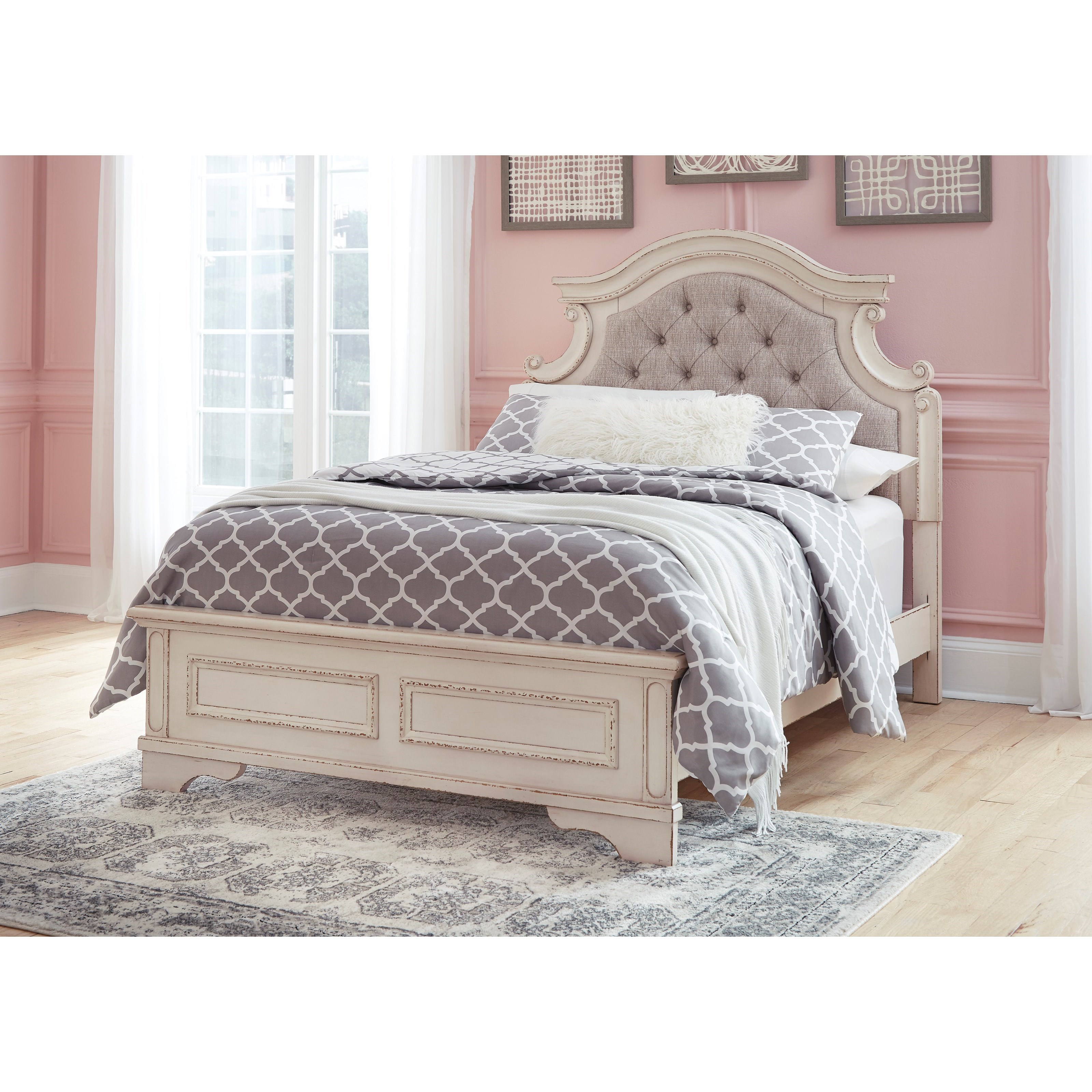 Signature Design By Ashley Realyn Full Upholstered Panel Bed With Button Tufting Pilgrim Furniture City Upholstered Beds