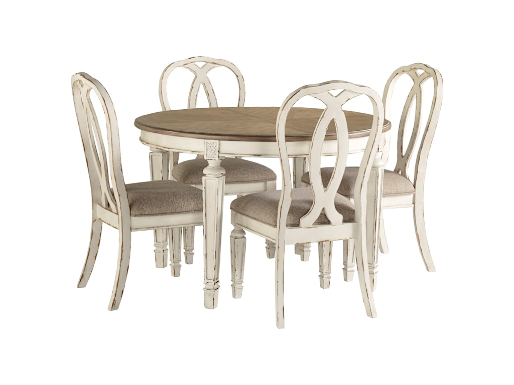 Signature Design By Ashley Realyn 5 Piece Round Table And Chair Set Royal Furniture Dining 5 Piece Sets
