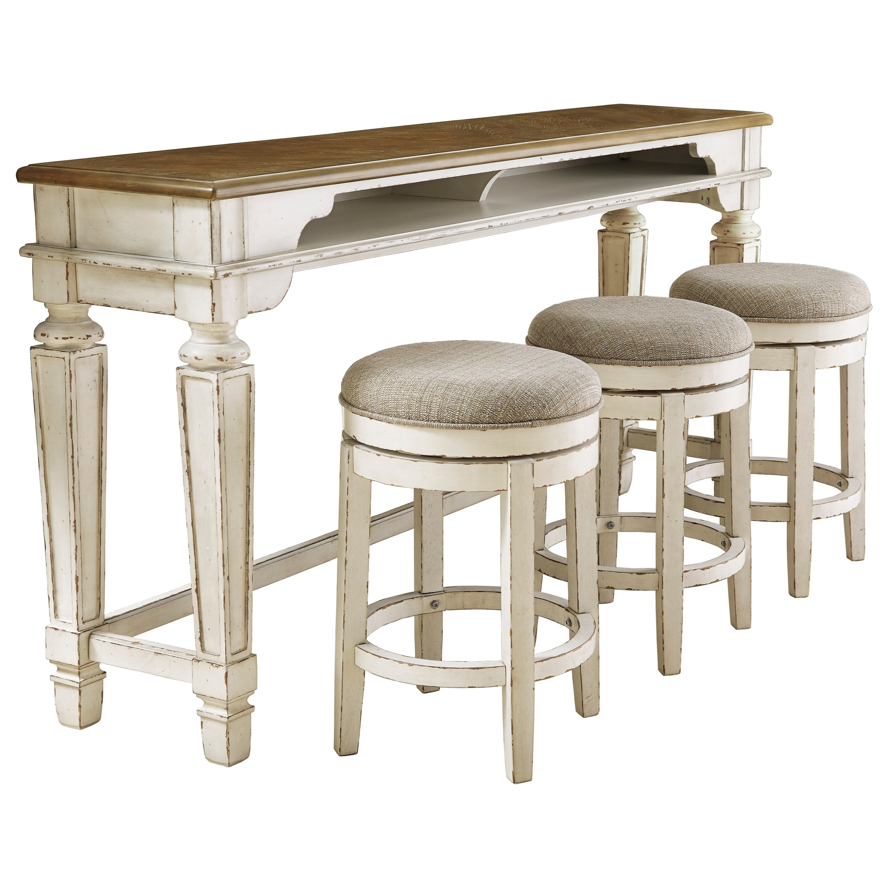 sofa table with stools