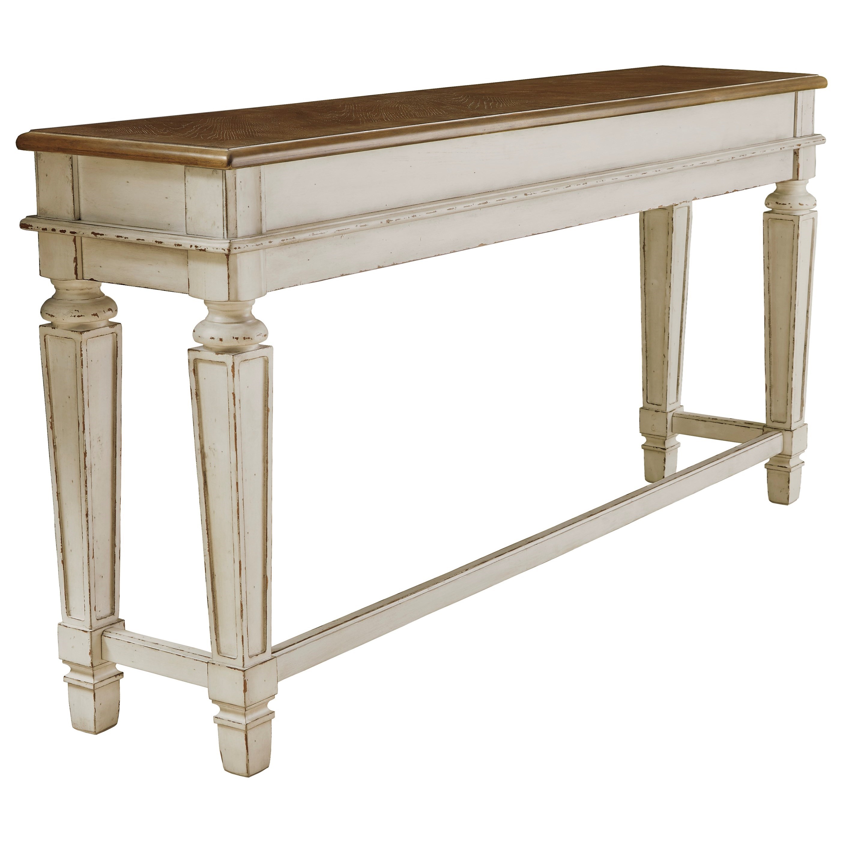 Ashley Signature Design Realyn D743 52 3x024 Two Tone Long Counter Table Sofa Table W 3 Upholstered Swivel Stools Dunk Bright Furniture Pub Table And Stool Sets The most common desk table size is a medium sized desk. realyn long counter table w 3 stools