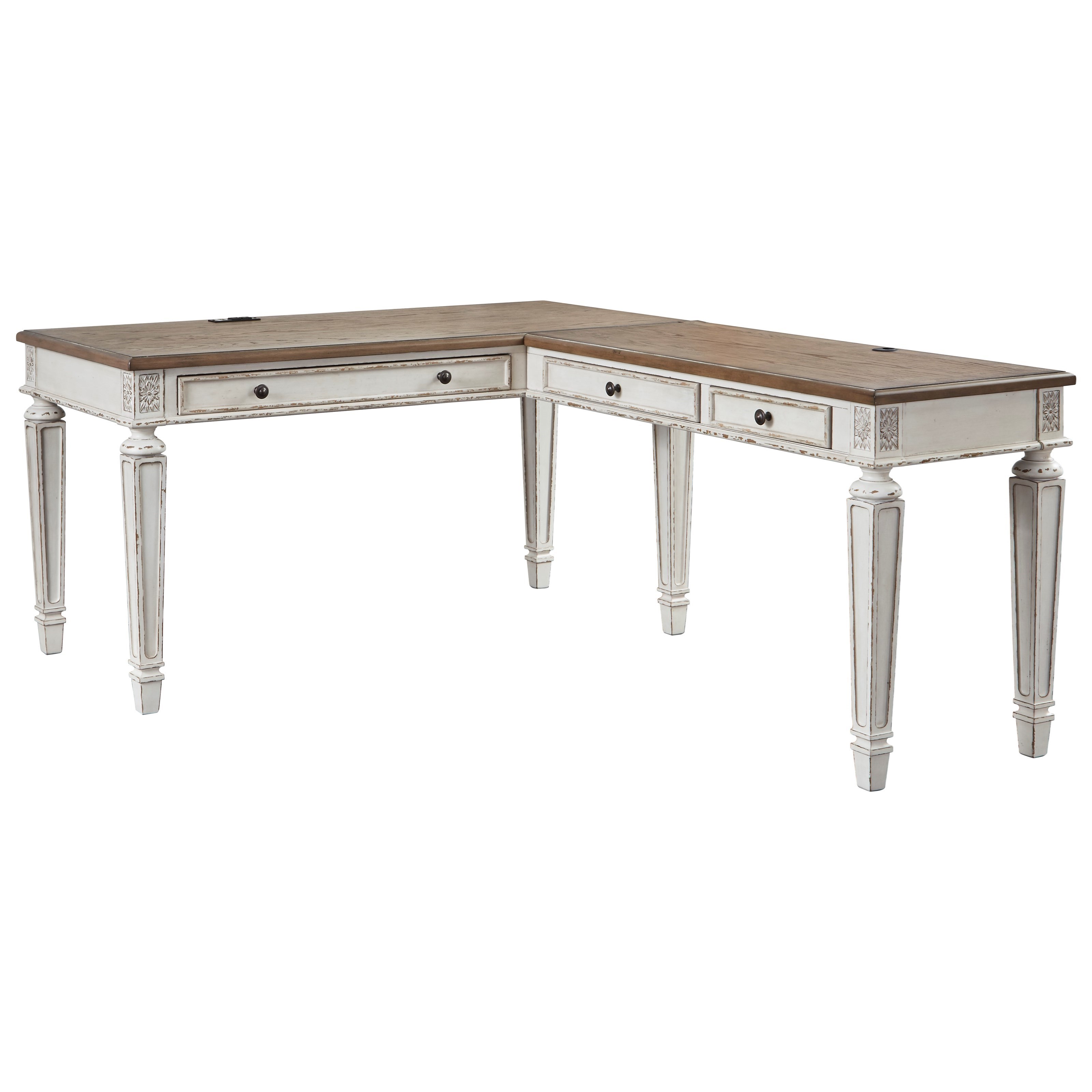 Signature Design By Ashley Realyn L Shape Desk With Usb Charging