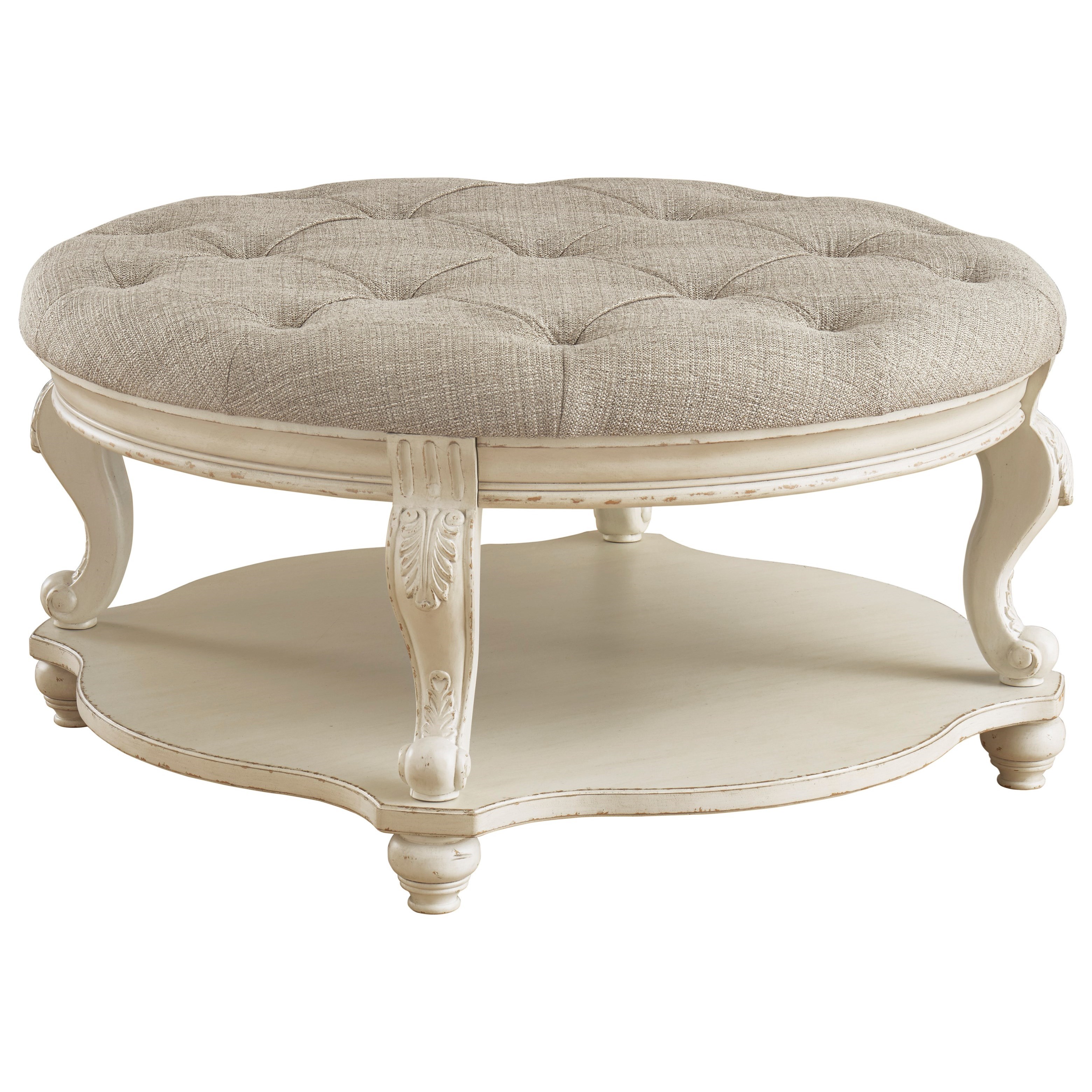 Signature Design By Ashley Realyn Cottage Round Ottoman Cocktail - Signature Design By Ashley Realyn Cottage Round Ottoman Cocktail