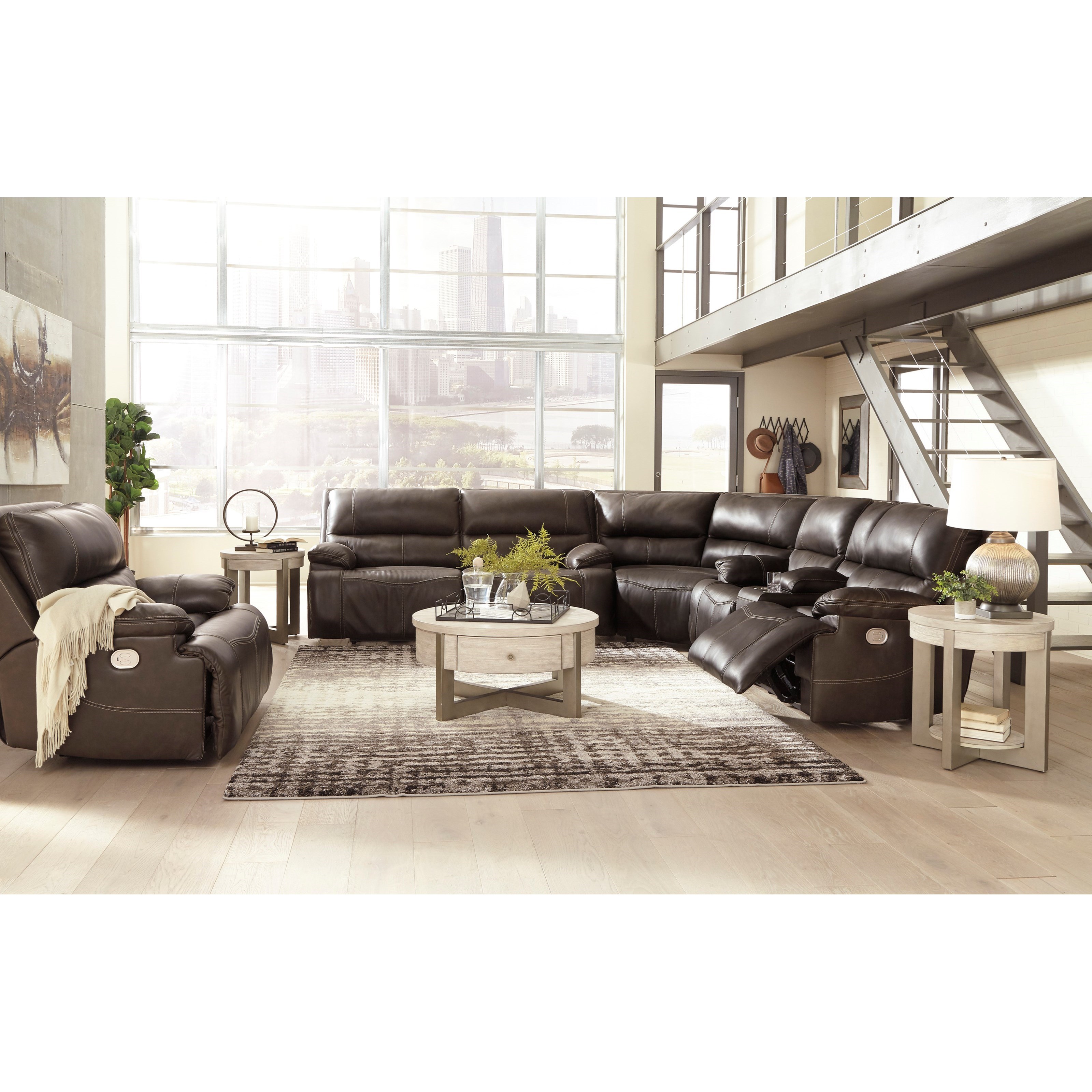Signature Design by Ashley Ricmen 141343703 Leather Match Wide Seat Power  Recliner | Sam Levitz Furniture | Recliners