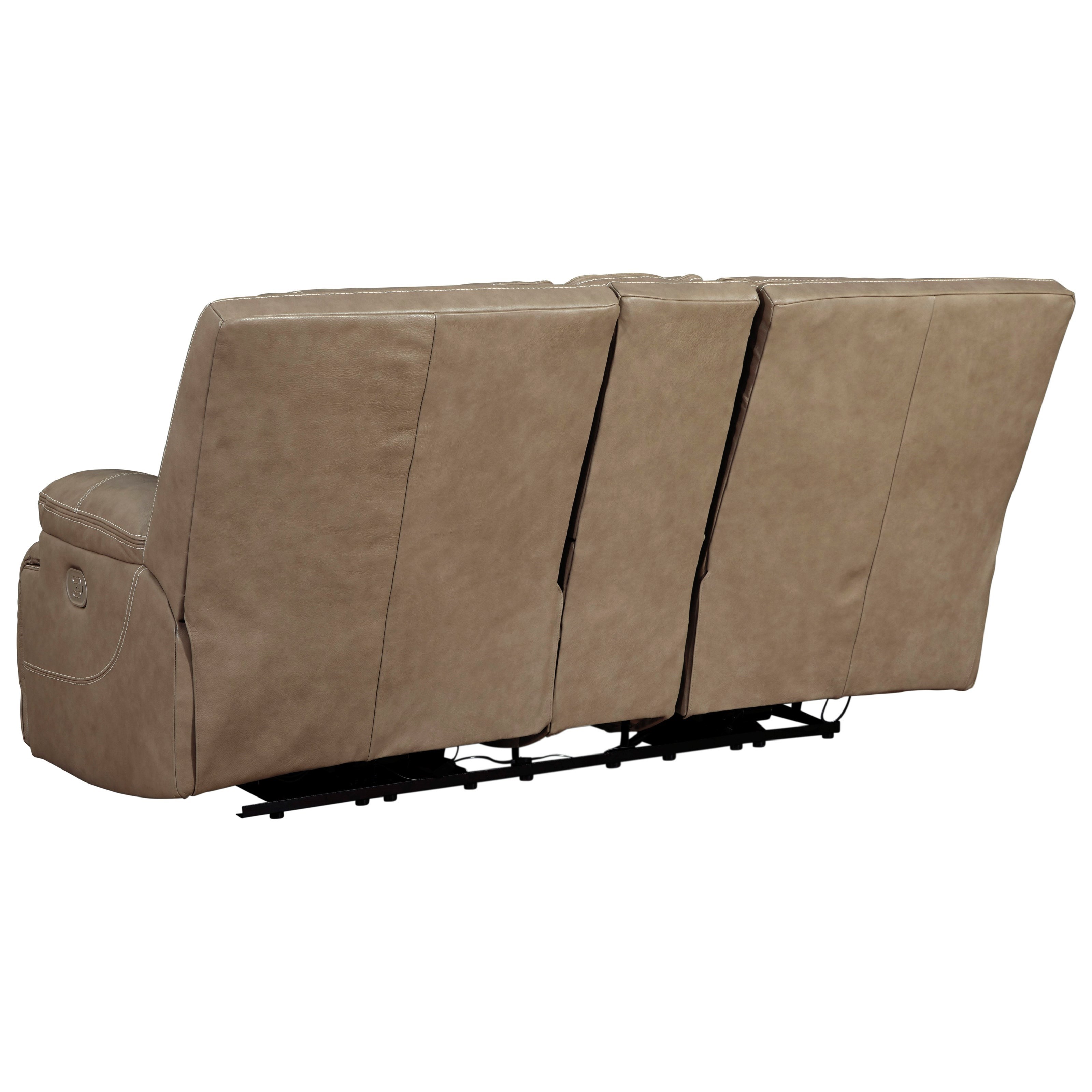 Benchcraft Ricmen Leather Match Power Reclining Loveseat W Adj