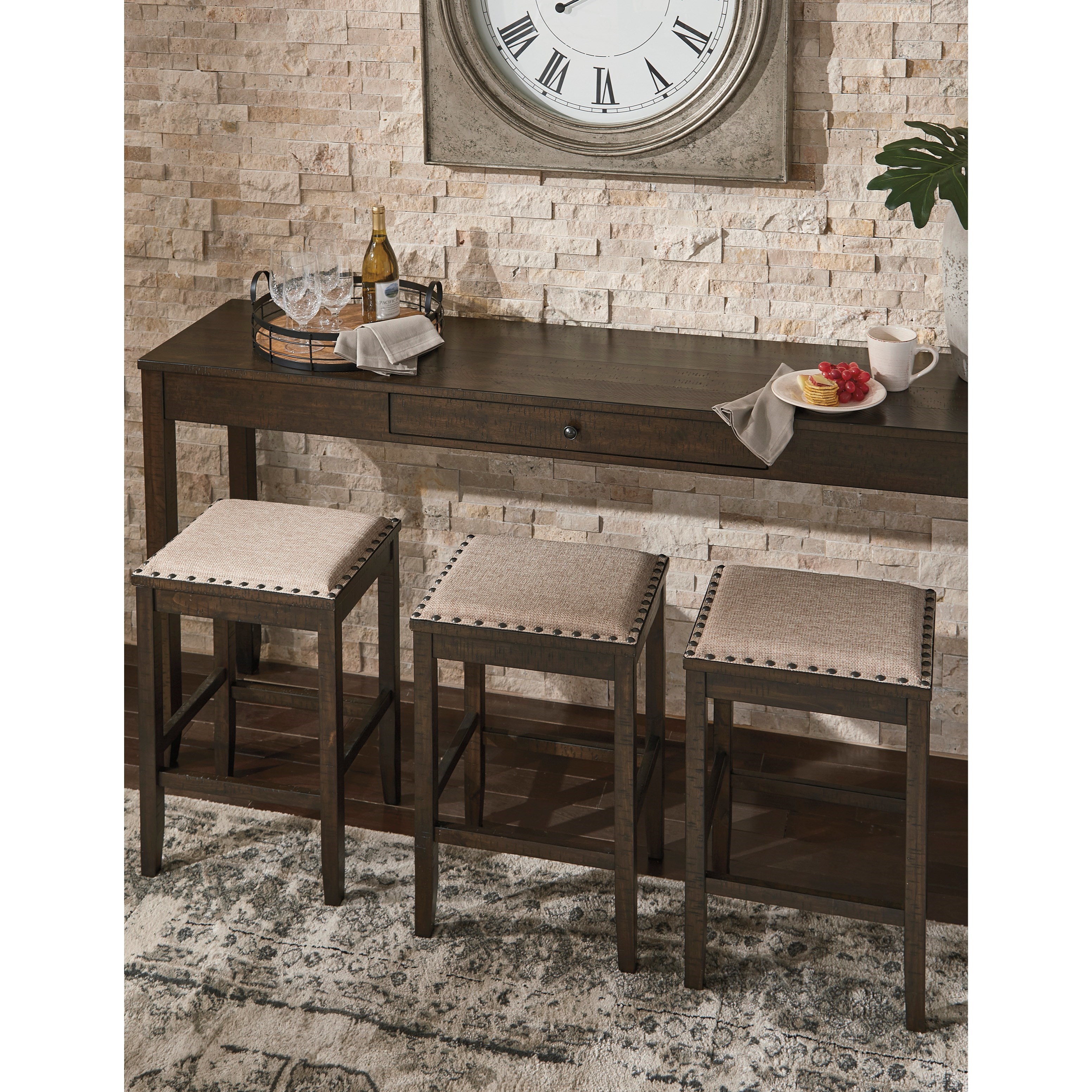 Signature Design By Ashley Rokane D397 223 Counter Height Dining Set For Three Northeast Factory Direct Pub Table And Stool Sets