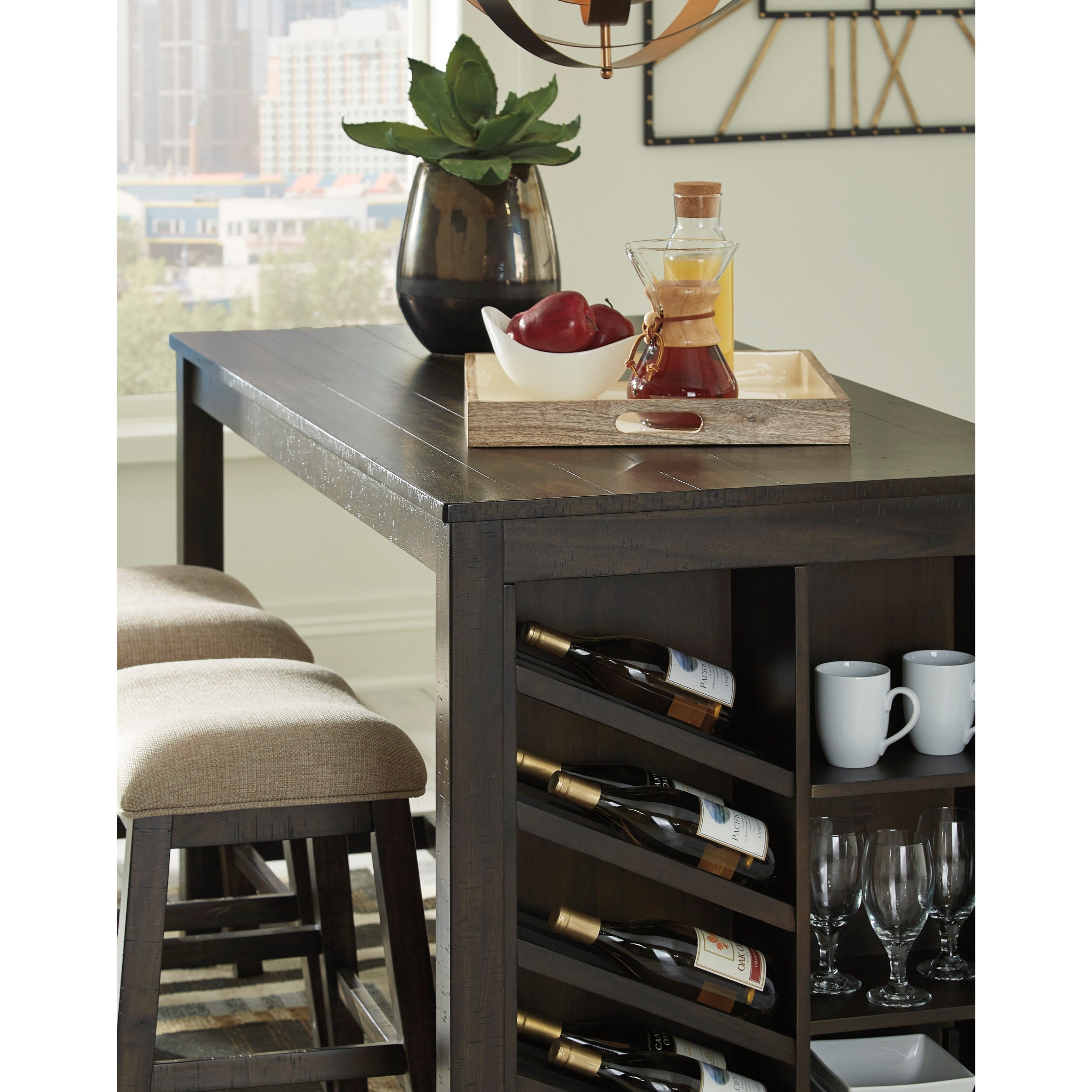 Ashley Signature Design Rokane D397 32 2x024 3 Piece Rectangular Counter Table W Storage Set Dunk Bright Furniture Pub Table And Stool Sets