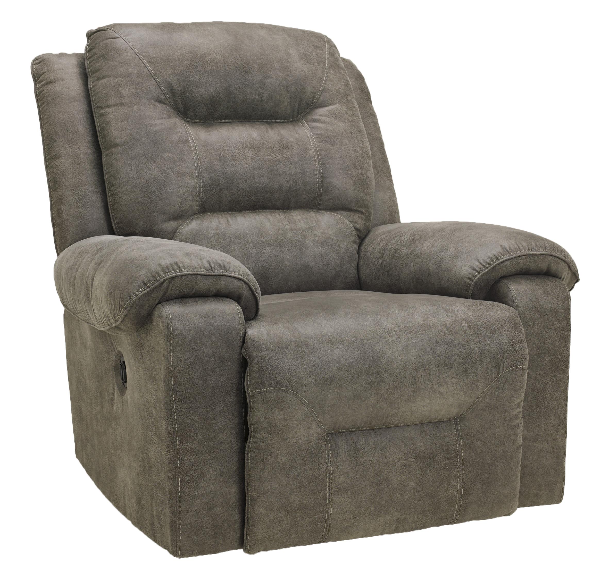 Signature Design By Ashley Rotation Smoke Contemporary Manual Rocker Recliner With Pillow Arms Royal Furniture Three Way Recliner