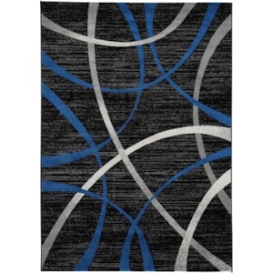 Styleline Contemporary Area Rugs R403591 Jenue Black Gray Blue Large Rug Efo Furniture Outlet Rugs