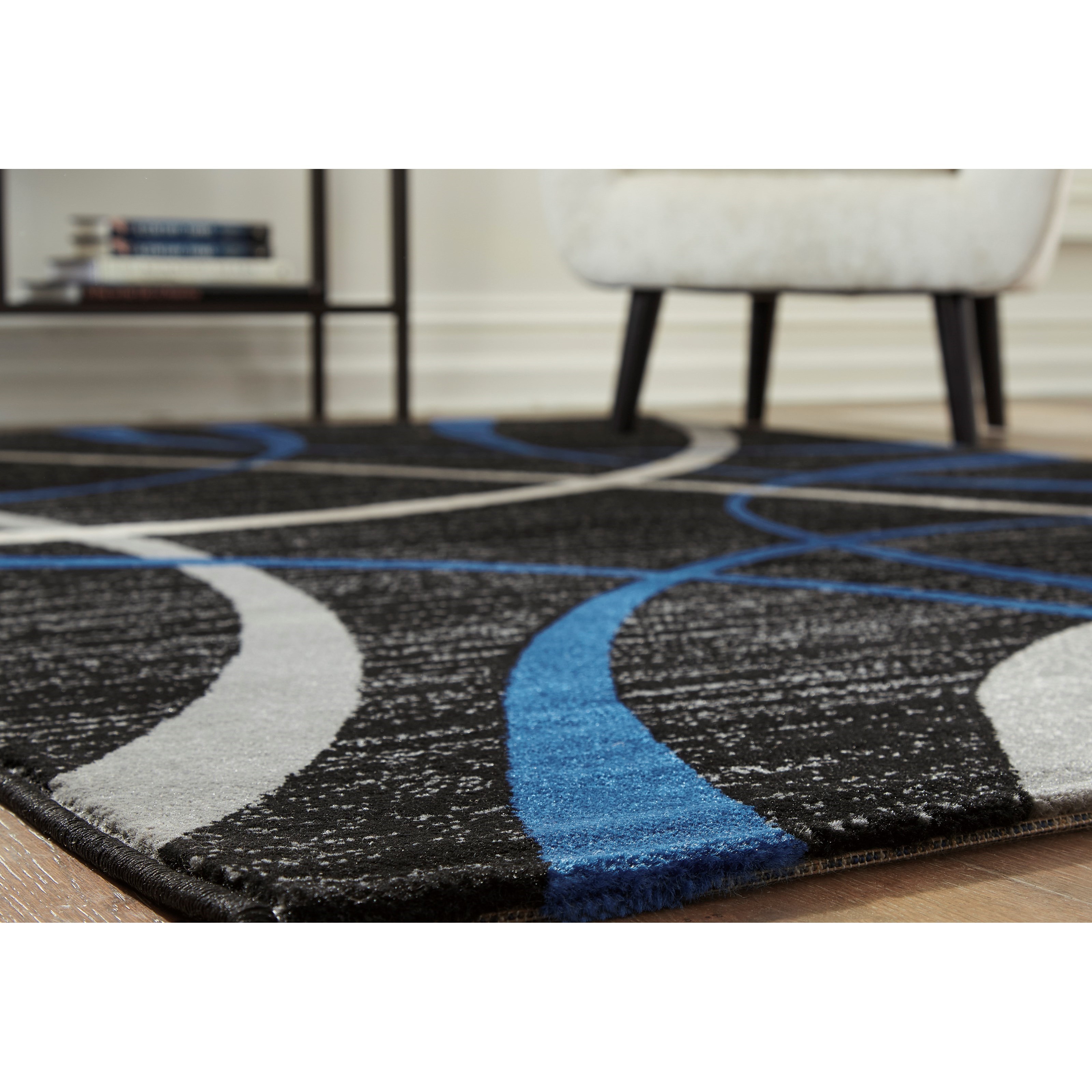 Signature Design By Ashley Contemporary Area Rugs R403592 Jenue Black Gray Blue Medium Rug Furniture And Appliancemart Rugs