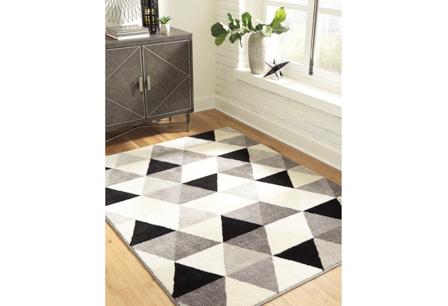 Signature Design By Ashley Contemporary Area Rugs Jamaun Black