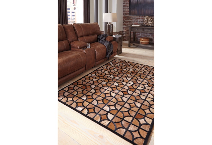 Vendor 3 Contemporary Area Rugs 0179546 Jingjin Black Brown Medium Rug Becker Furniture Rugs