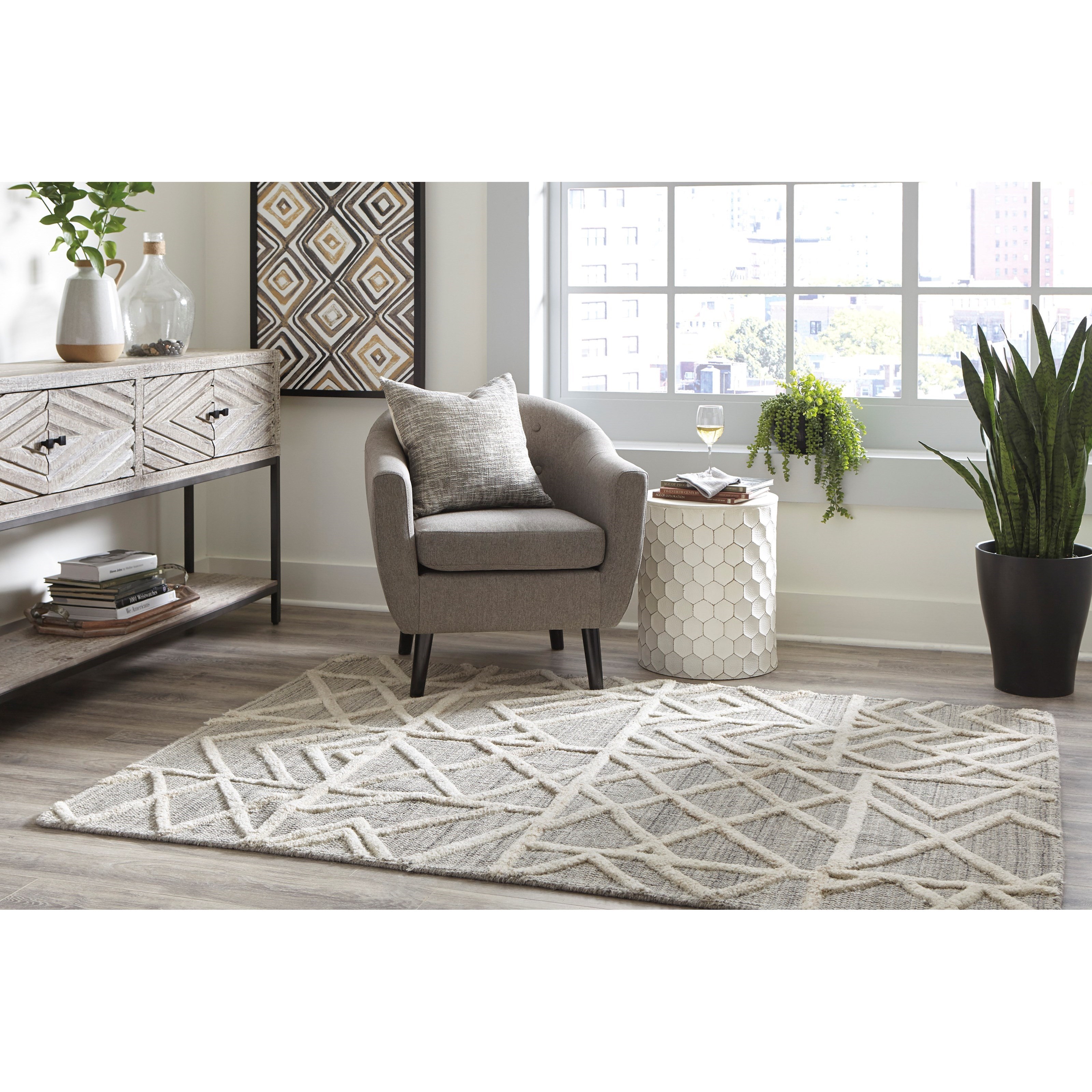 Ashley Signature Design Contemporary Area Rugs R404431 Karah Gray