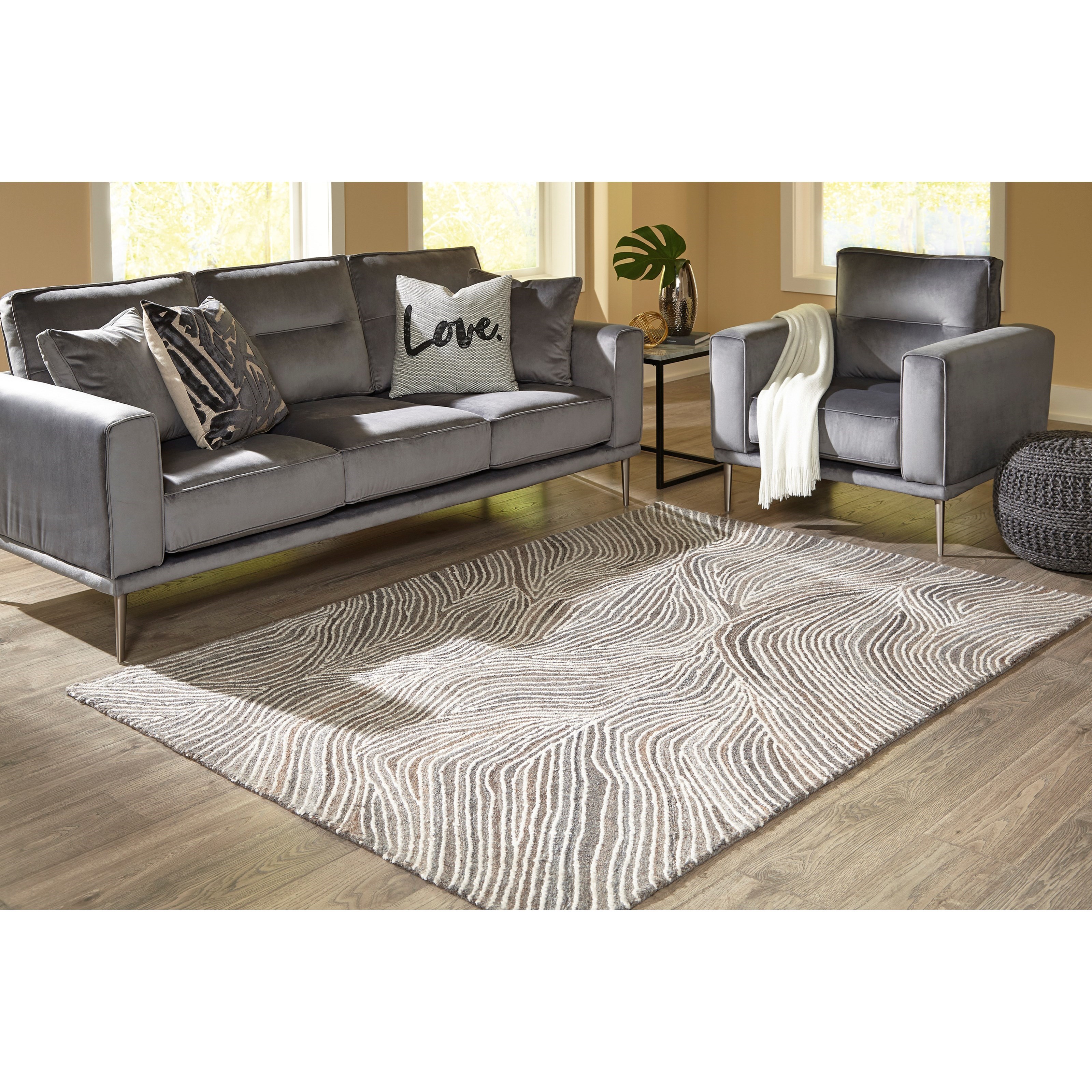 Signature Design By Ashley Contemporary Area Rugs R404782 Wysleigh Ivory Brown Gray Medium Rug Pilgrim Furniture City Rugs