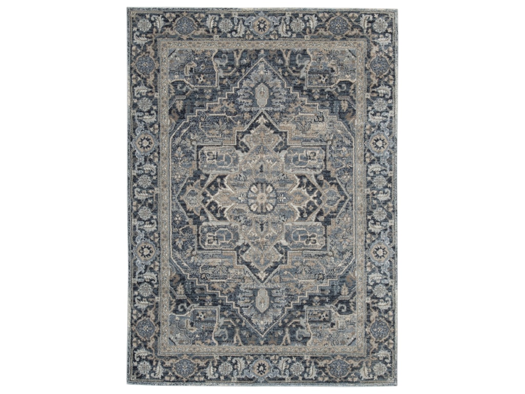 Signature Design By Ashley Traditional Classics Area Rugs Paretta Cream Navy Gray Medium Rug Royal Furniture Rugs