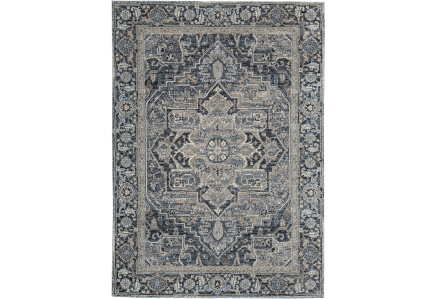 Signature Design By Ashley Traditional Classics Area Rugs R404171 Paretta Cream Navy Gray Large Rug Pilgrim Furniture City Rugs