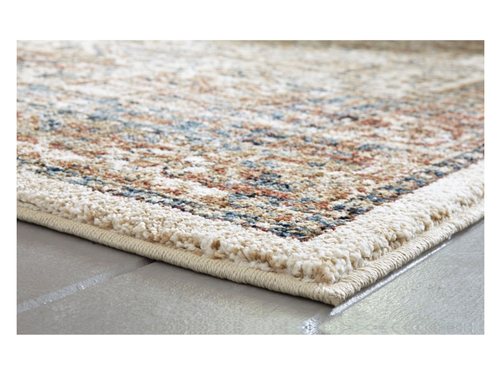 Signature Design By Ashley Traditional Classics Area Rugs Jirair Tan Blue Rust Medium Rug Royal Furniture Rugs
