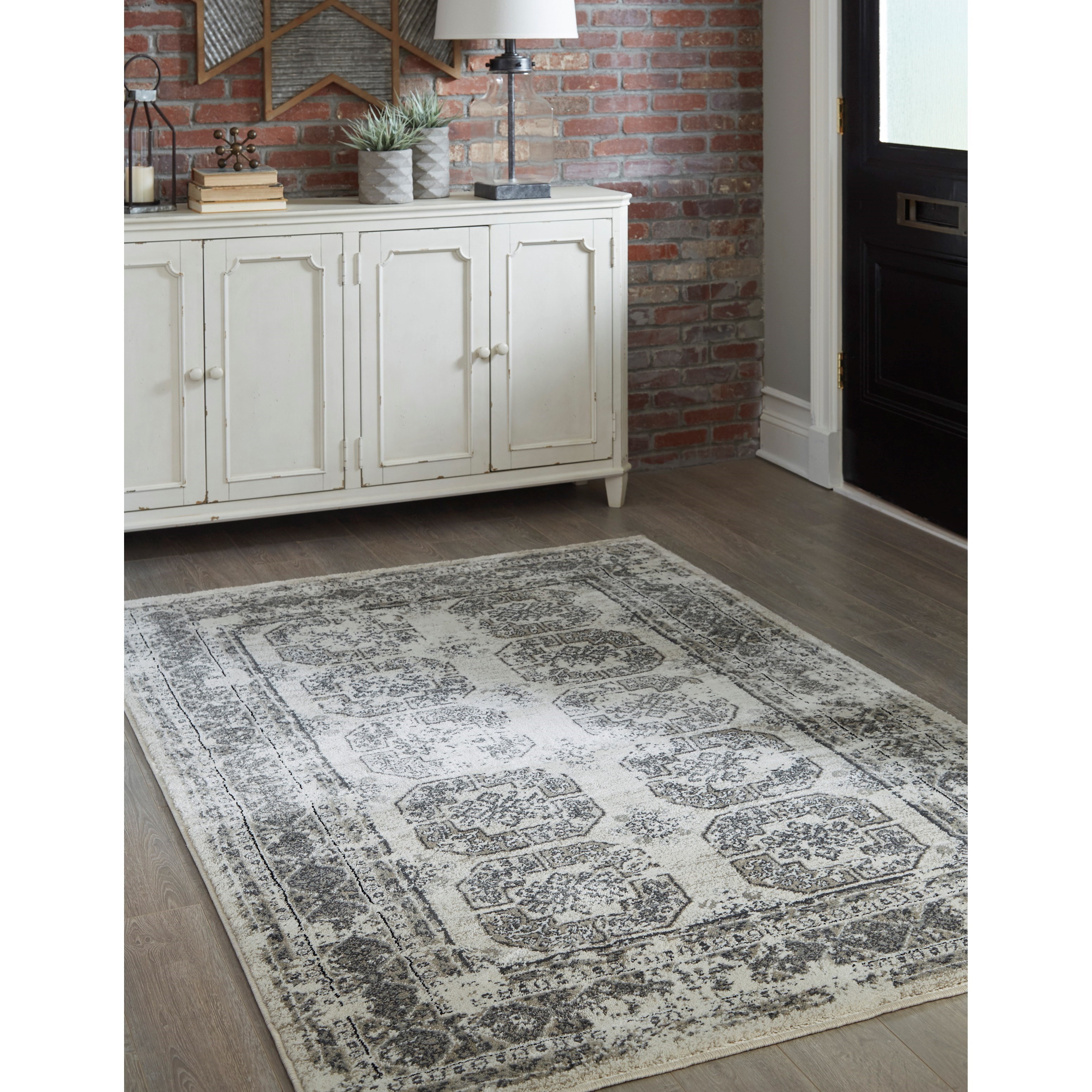 Benchcraft Transitional Area Rugs Jirou Gray Taupe Large Rug