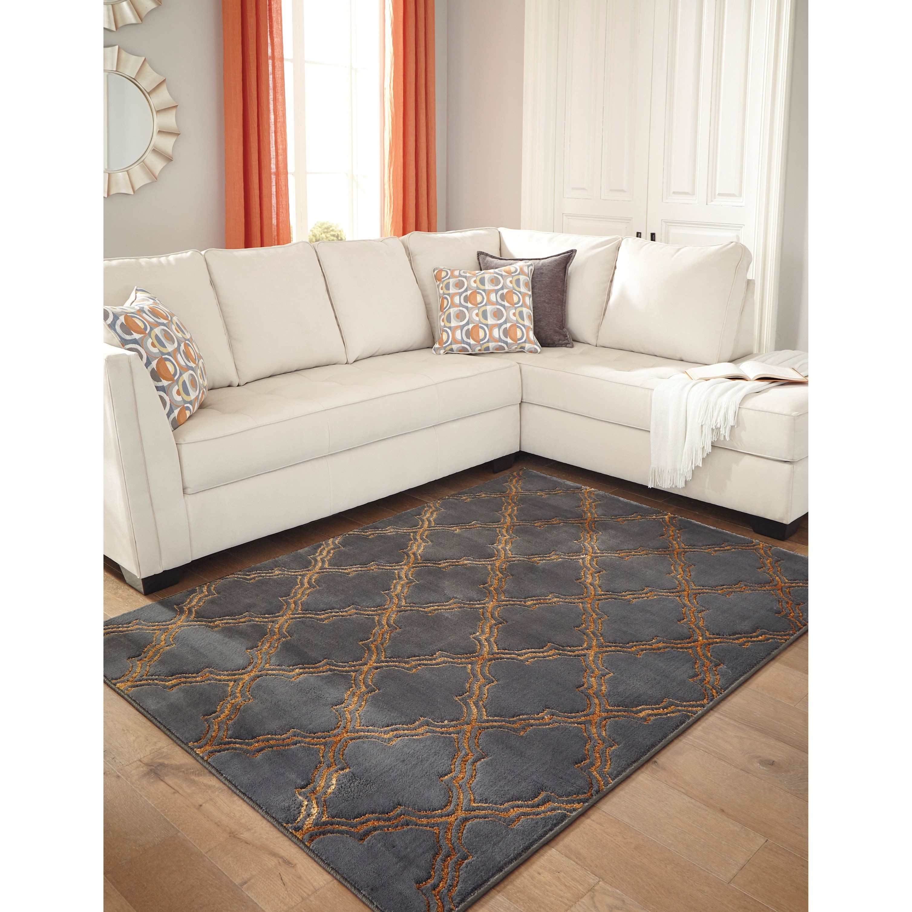 Signature Design By Ashley Transitional Area Rugs Natalius Black Gold Large Rug Royal Furniture Rugs