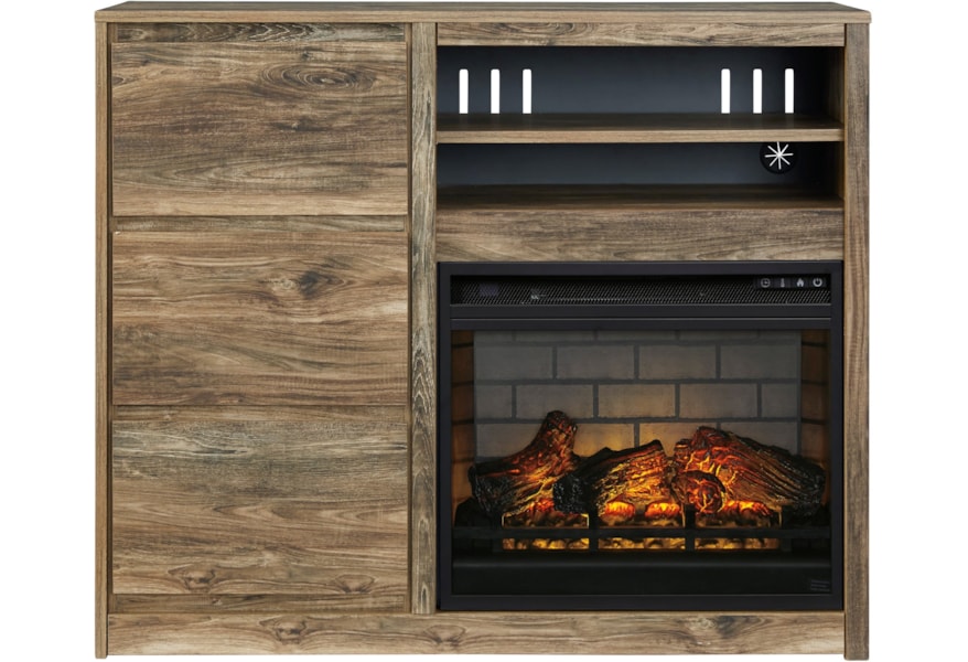 Signature Design Rusthaven Media Chest With Fireplace Insert