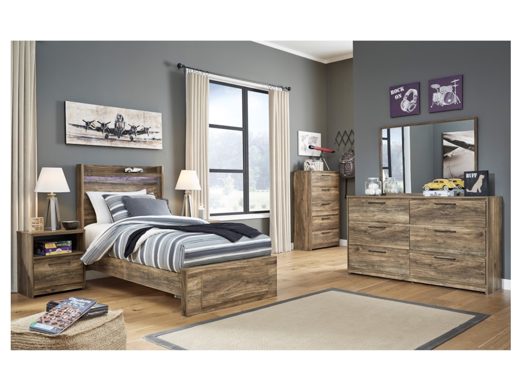 Signature Design By Ashley Rusthaven Rustic Modern Twin Bed With