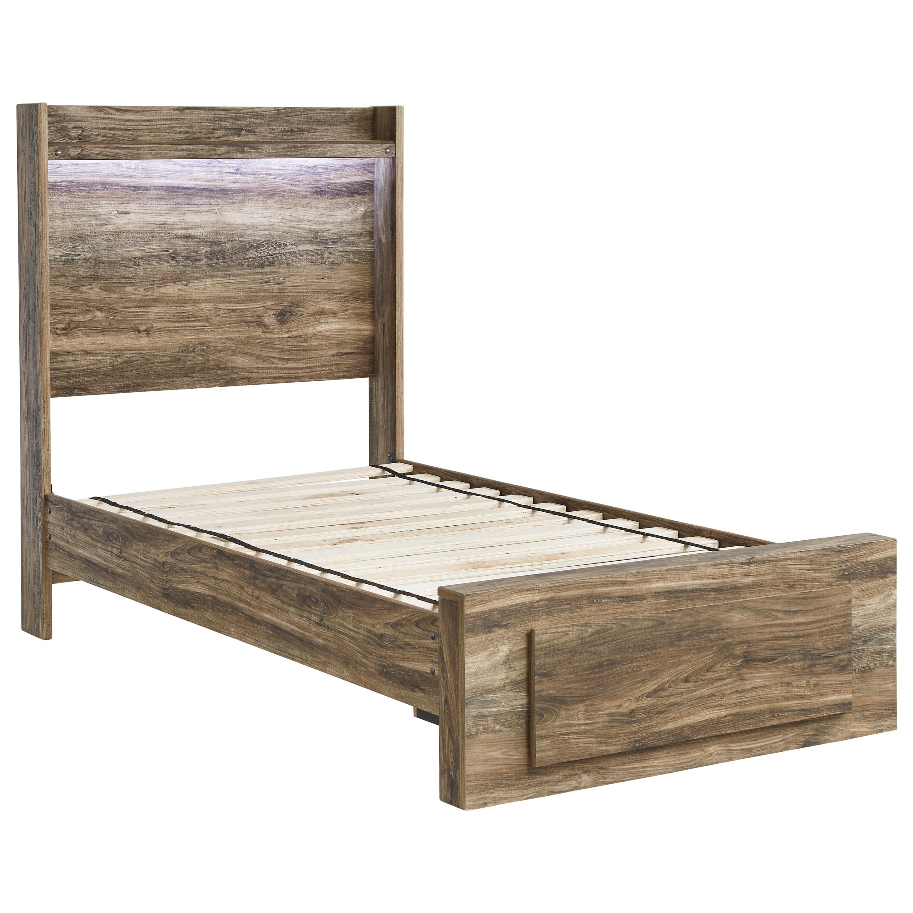 Signature Design By Ashley Rusthaven Rustic Modern Twin Bed With Footboard Drawer Royal Furniture Platform Beds Low Profile Beds