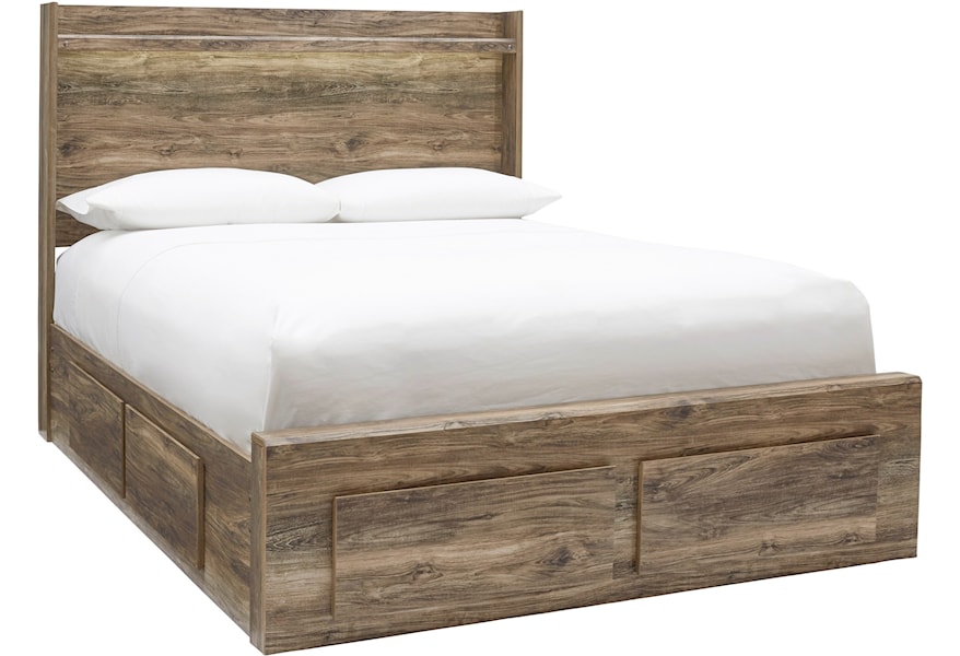 Signature Design By Ashley Rusthaven B322 57 54s 2x60 B100 13 Rustic Modern Queen Storage Bed Furniture And Appliancemart Platform Beds Low Profile Beds