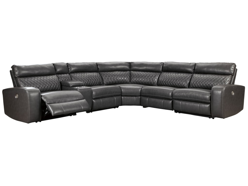 Samperstone Transitional Reclining Sectional Sofa With Storage Console By Signature Design Ashley At Value City Furniture Samperstone Transitional Reclining Sectional Sofa With Storage Console By Signature Design Ashley At Value City Furniture