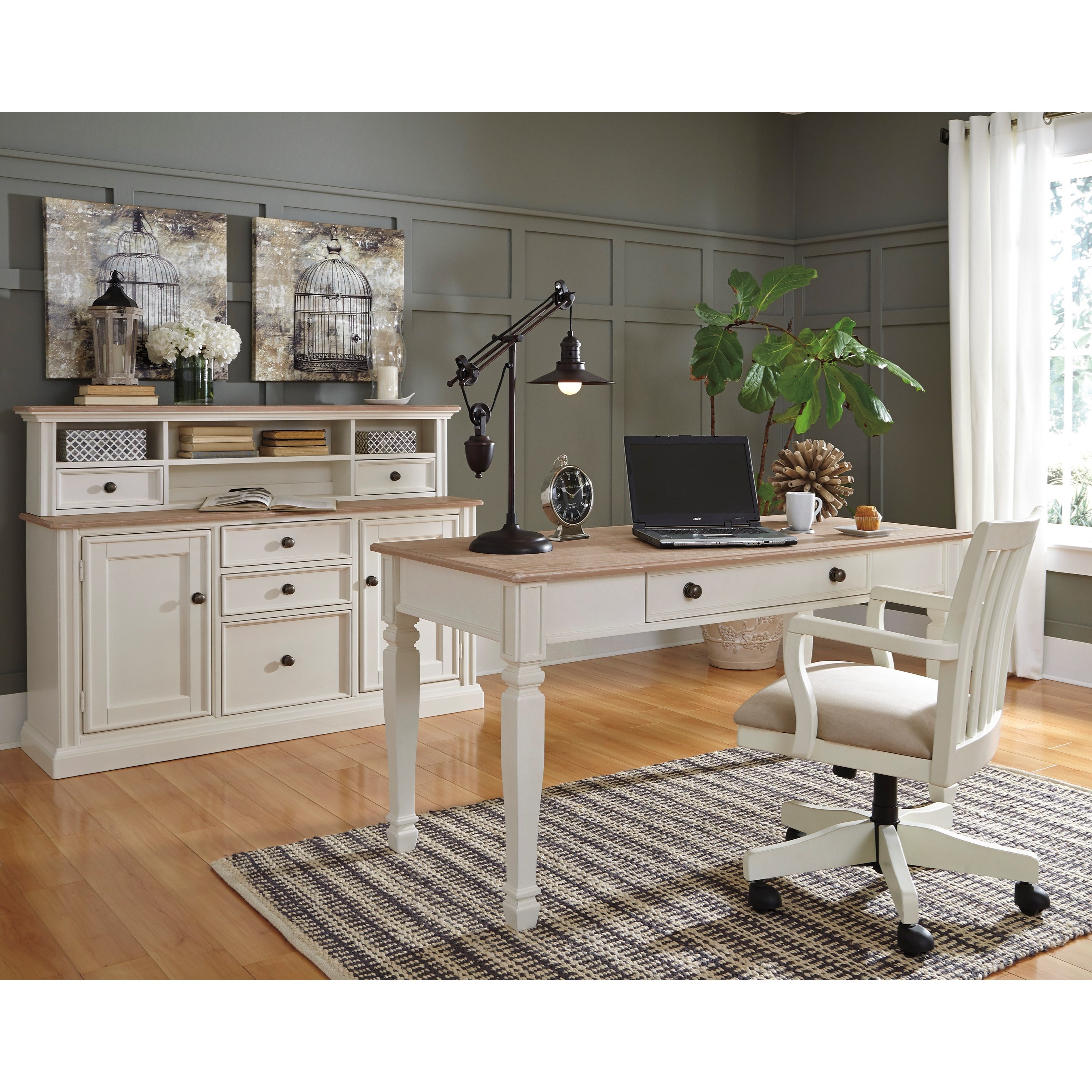 Ashley Furniture Signature Design Sarvanny H583 44 Two Tone Home Office Large Leg Desk With Drawer Del Sol Furniture Table Desks Writing Desks