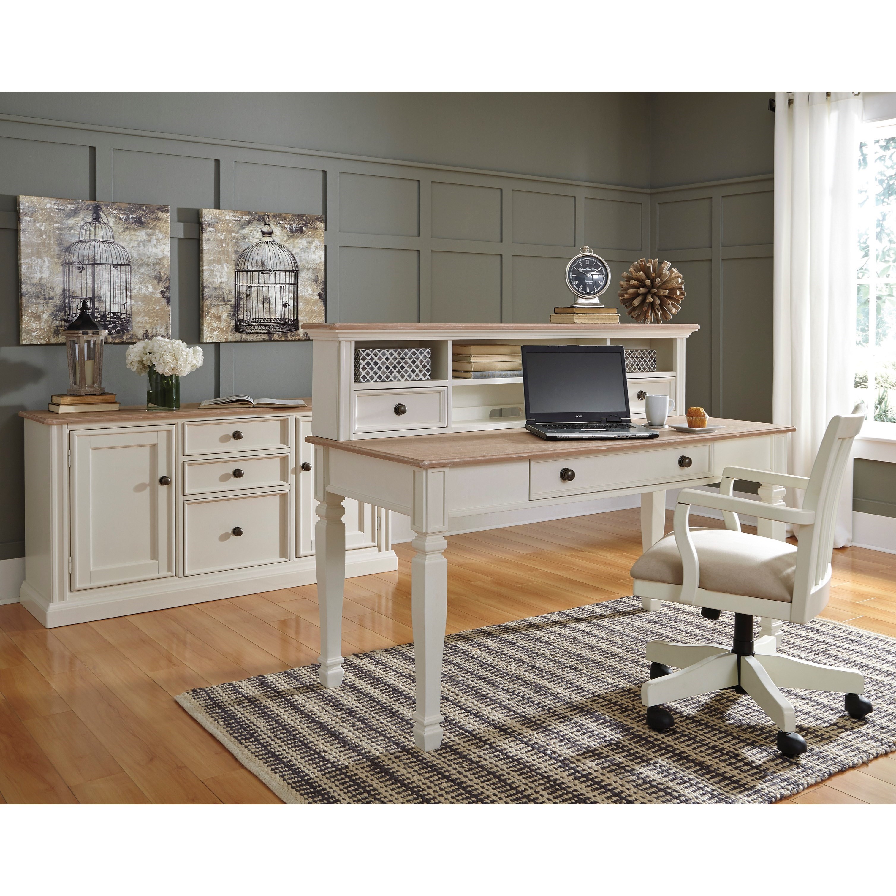 Ashley Furniture Signature Design Sarvanny H583 44 Two Tone Home Office Large Leg Desk With Drawer Del Sol Furniture Table Desks Writing Desks