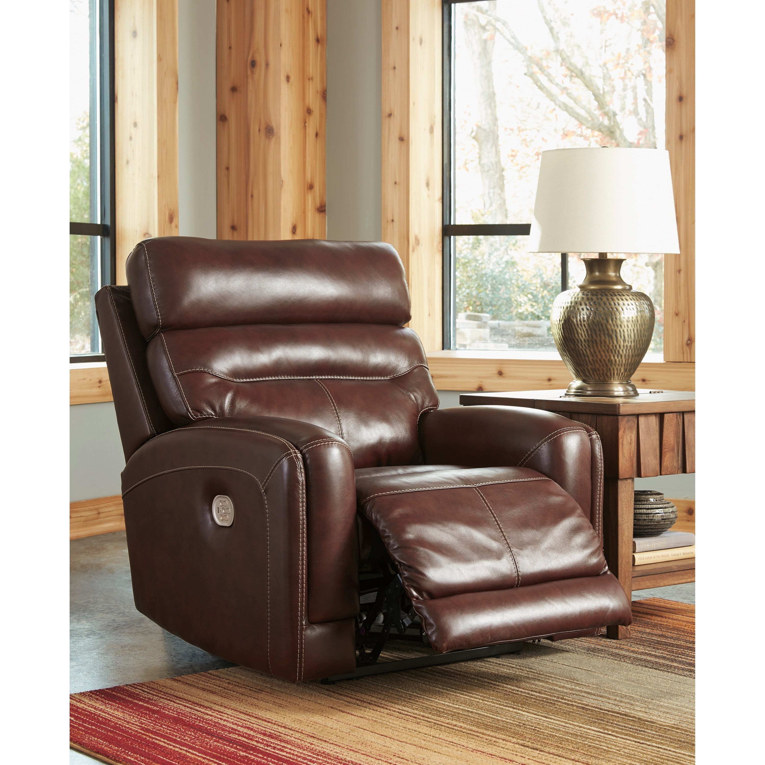 Signature Design By Ashley Sessom Leather Match Power Recliner