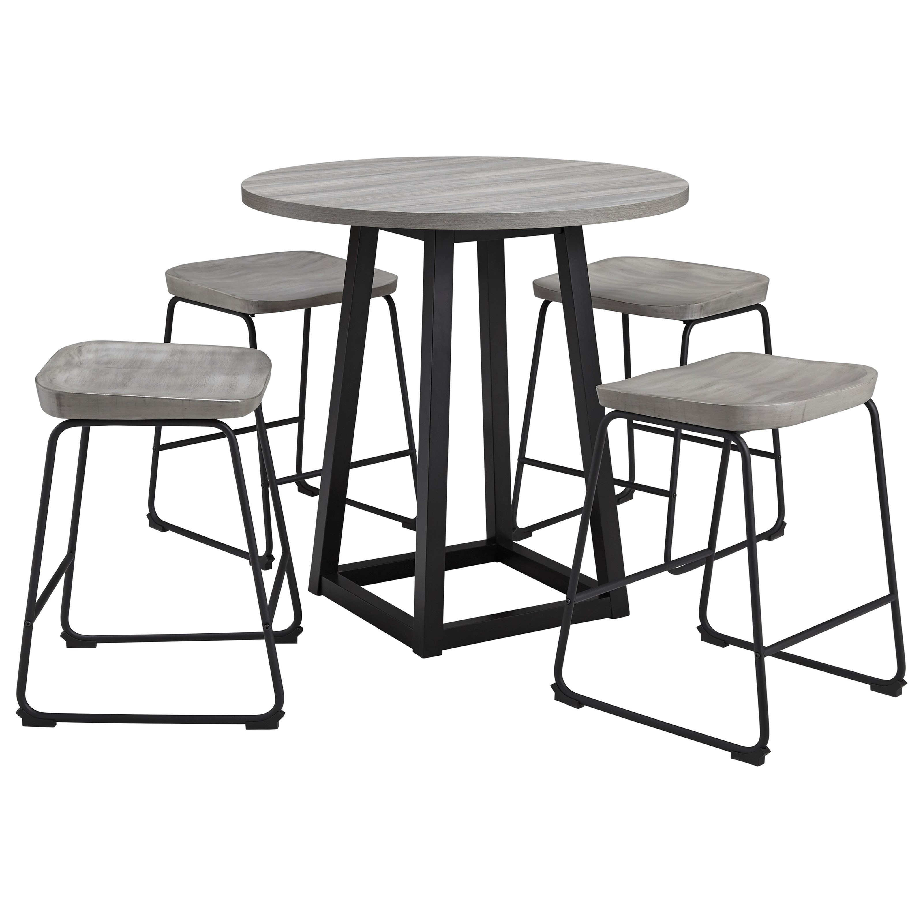 Styleline Showdell D205 13 4x024 5 Piece Counter Height Dining Table Set Efo Furniture Outlet Pub Table And Stool Sets