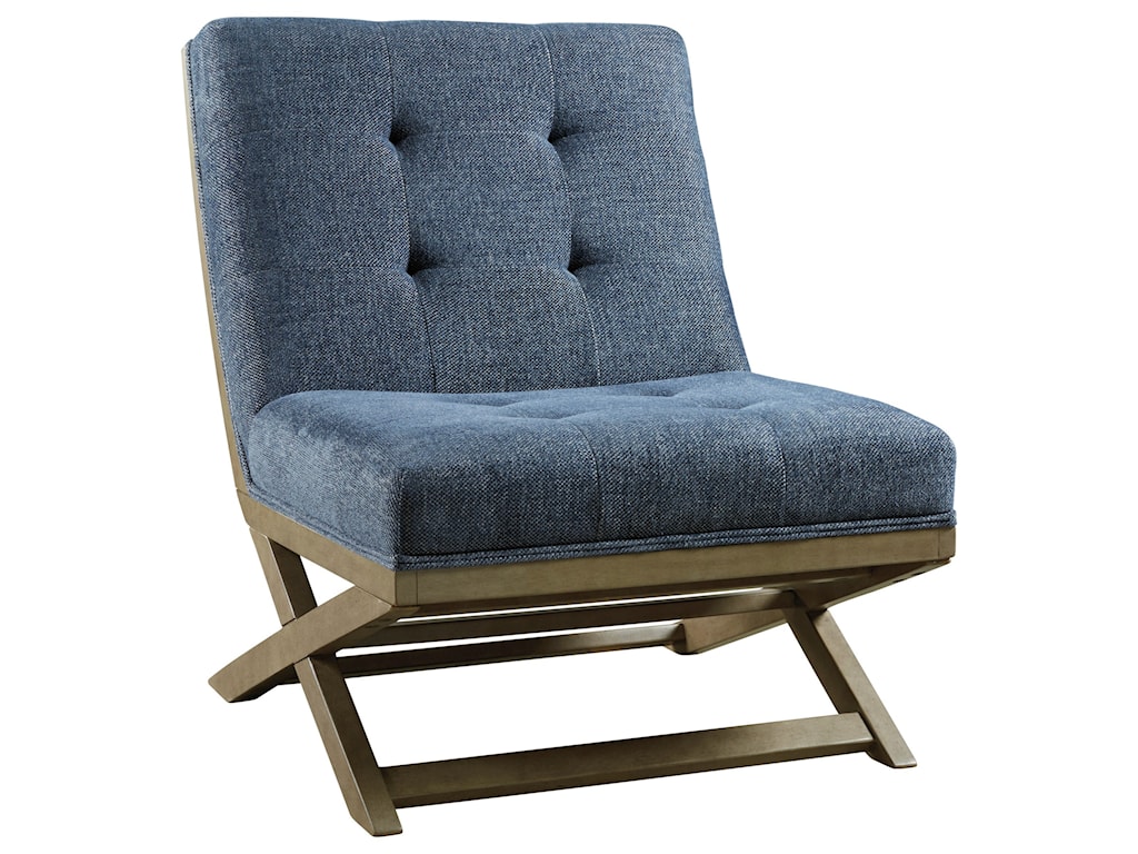 Signature Design By Ashley Sidewinder Wood X Base Armless Accent Chair With Fabric Upholstery Royal Furniture Upholstered Chairs
