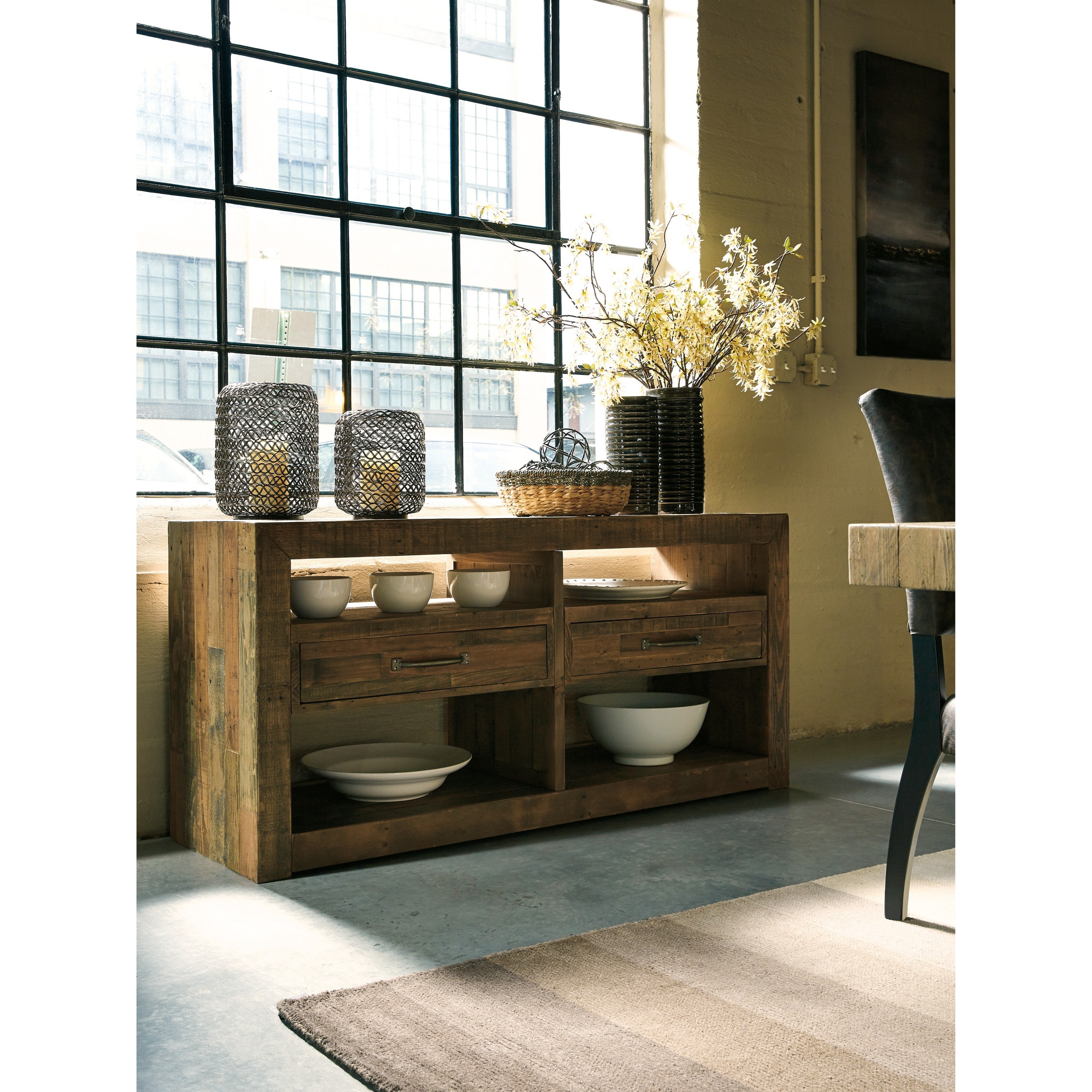 Ashley Signature Design Sommerford D775 60 Solid Wood Reclaimed Pine Dining Room Server Dunk Bright Furniture Servers