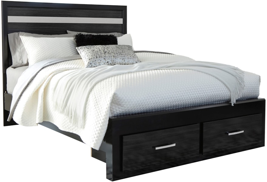 Ashley Signature Design Starberry 04 57 54s 95 B100 13 Black Finish Glam Queen Storage Bed With 2 Drawers Glitter Accent Panel Dunk Bright Furniture Platform Beds Low Profile Beds