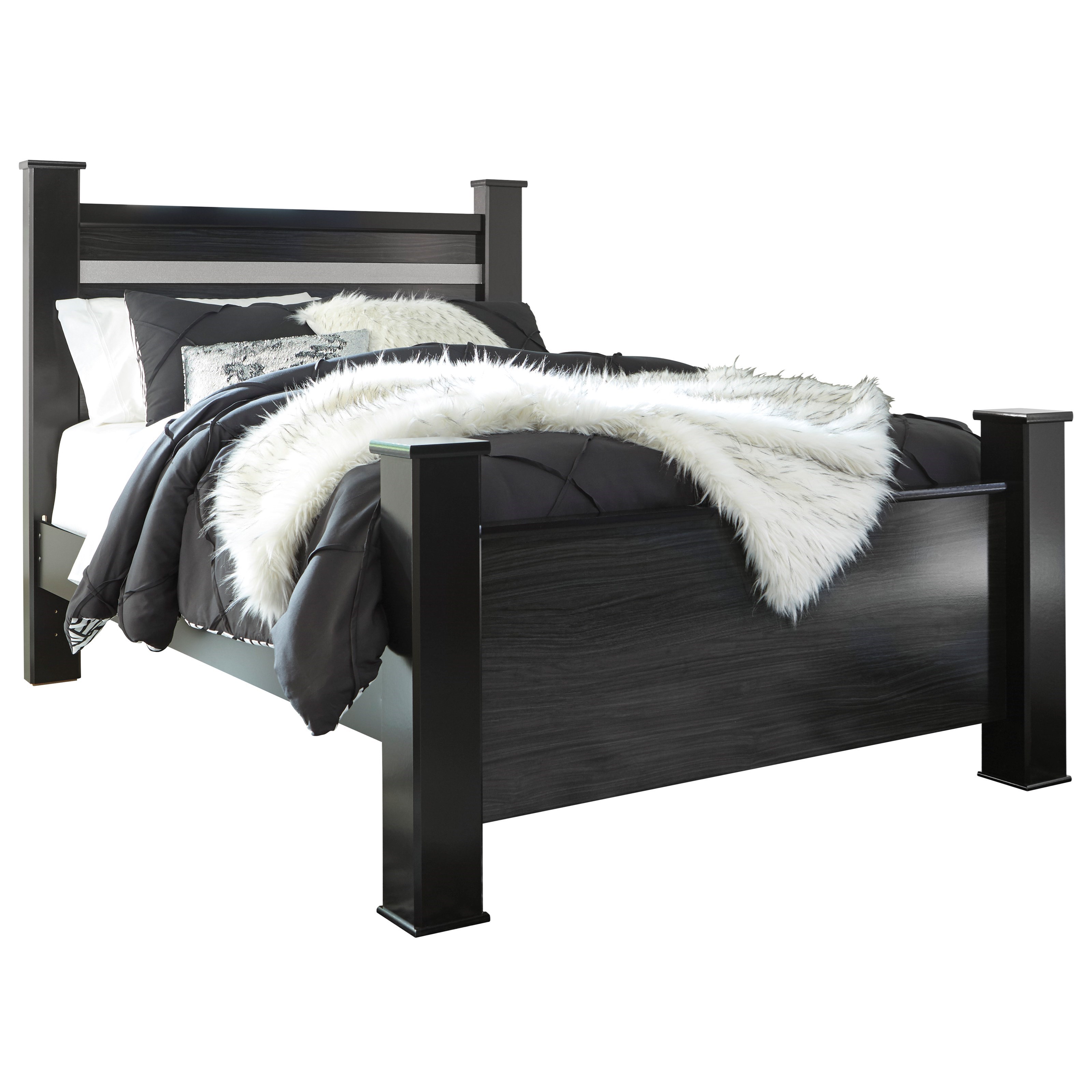 Signature Design By Ashley Starberry Black Finish Queen Poster Bed