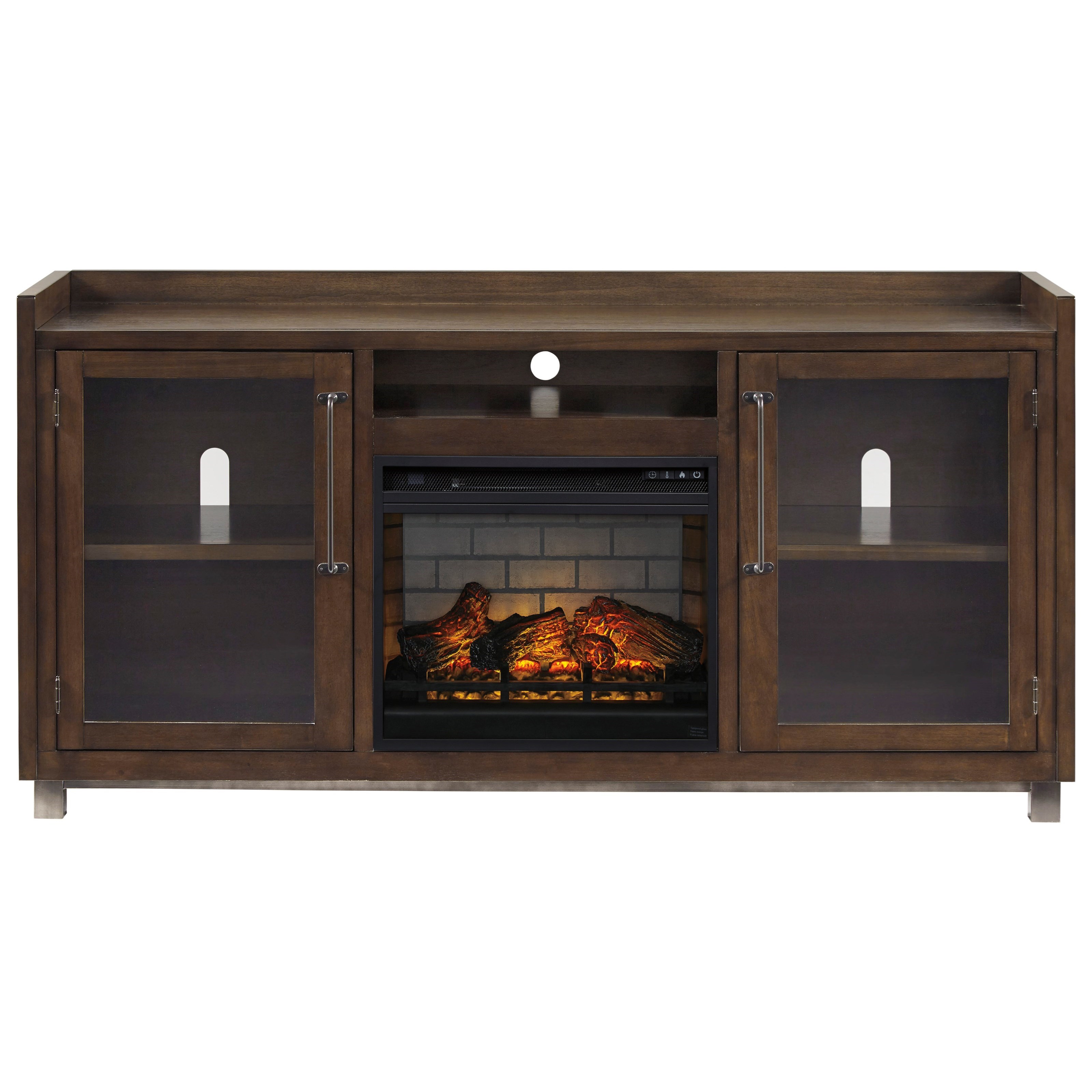 Signature Design By Ashley Starmore W633 68 W100 101 Rustic Modern Industrial Xl Tv Stand W Fireplace Furniture And Appliancemart Tv Stands