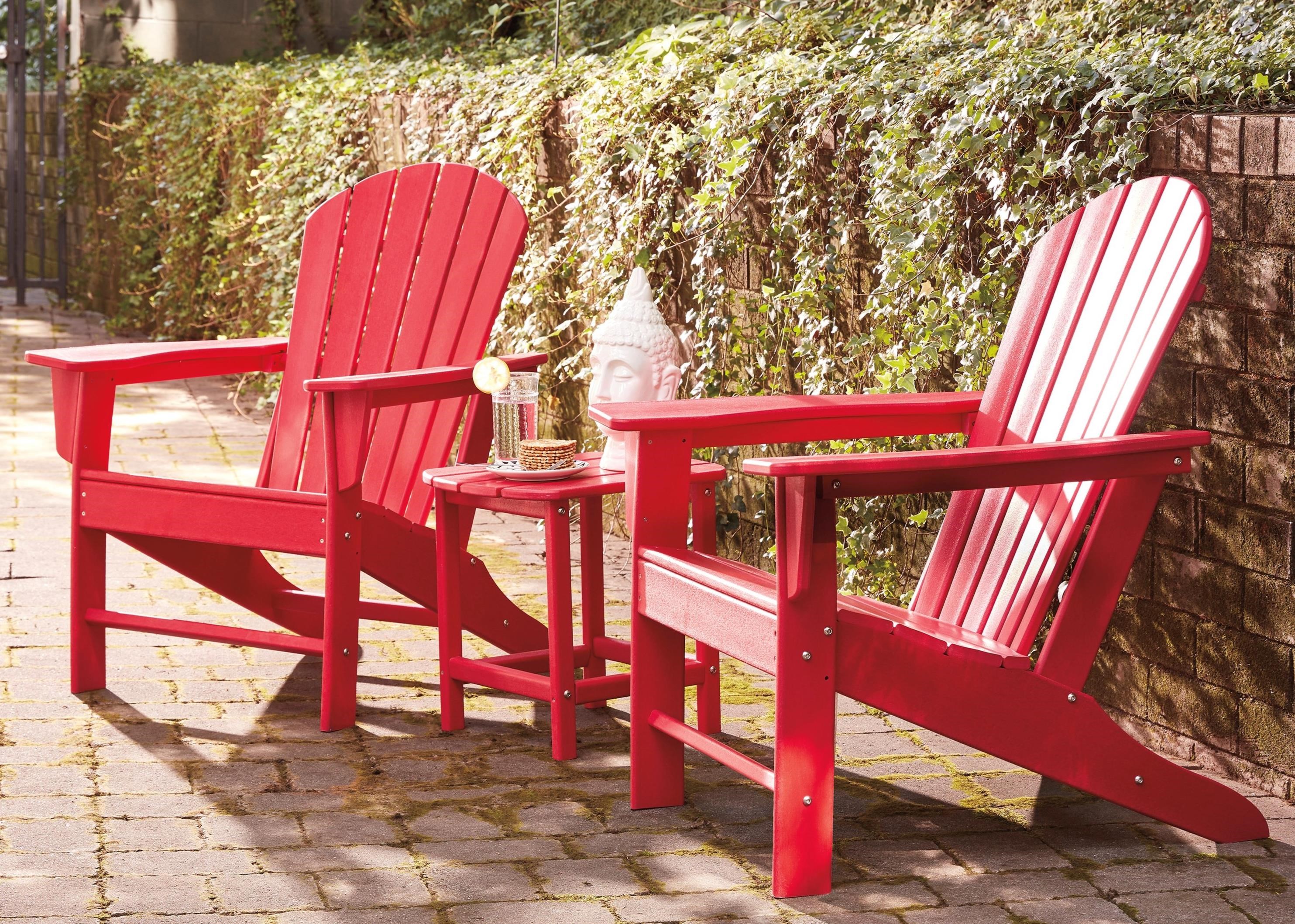 Signature Design By Ashley Sundown Treasure 2 Adirondack Chairs And End Table Set Value City Furniture Outdoor Conversation Sets Outdoor Chat Sets
