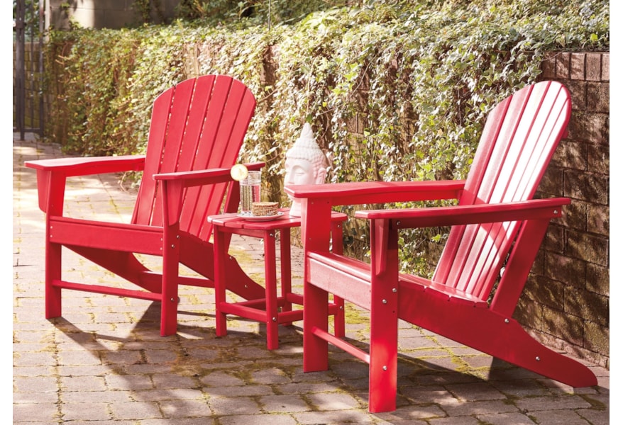 Signature Design By Ashley Sundown Treasure 2 Adirondack Chairs And End Table Set Value City Furniture Outdoor Conversation Sets Outdoor Chat Sets