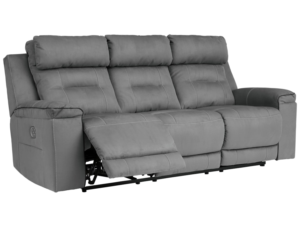 Trampton Contemporary Reclining Sofa With Adjule Headrests By Signature Design Ashley At Rotmans