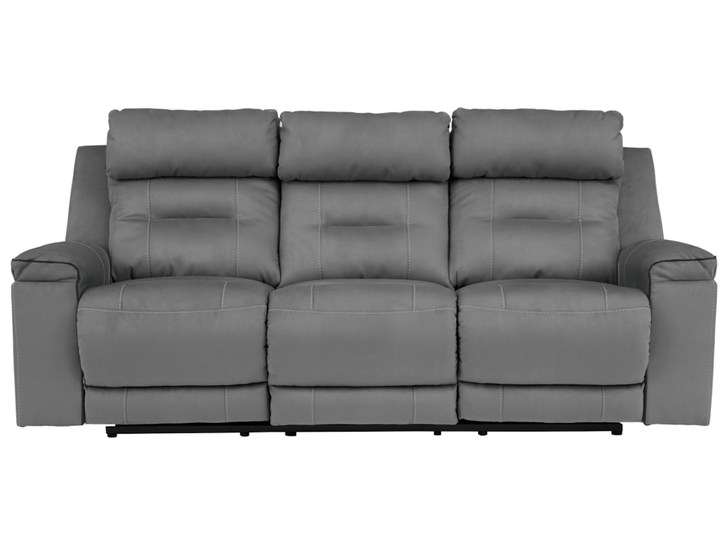 Trampton Contemporary Reclining Sofa With Adjule Headrests By Signature Design Ashley At Furniture And Liancemart