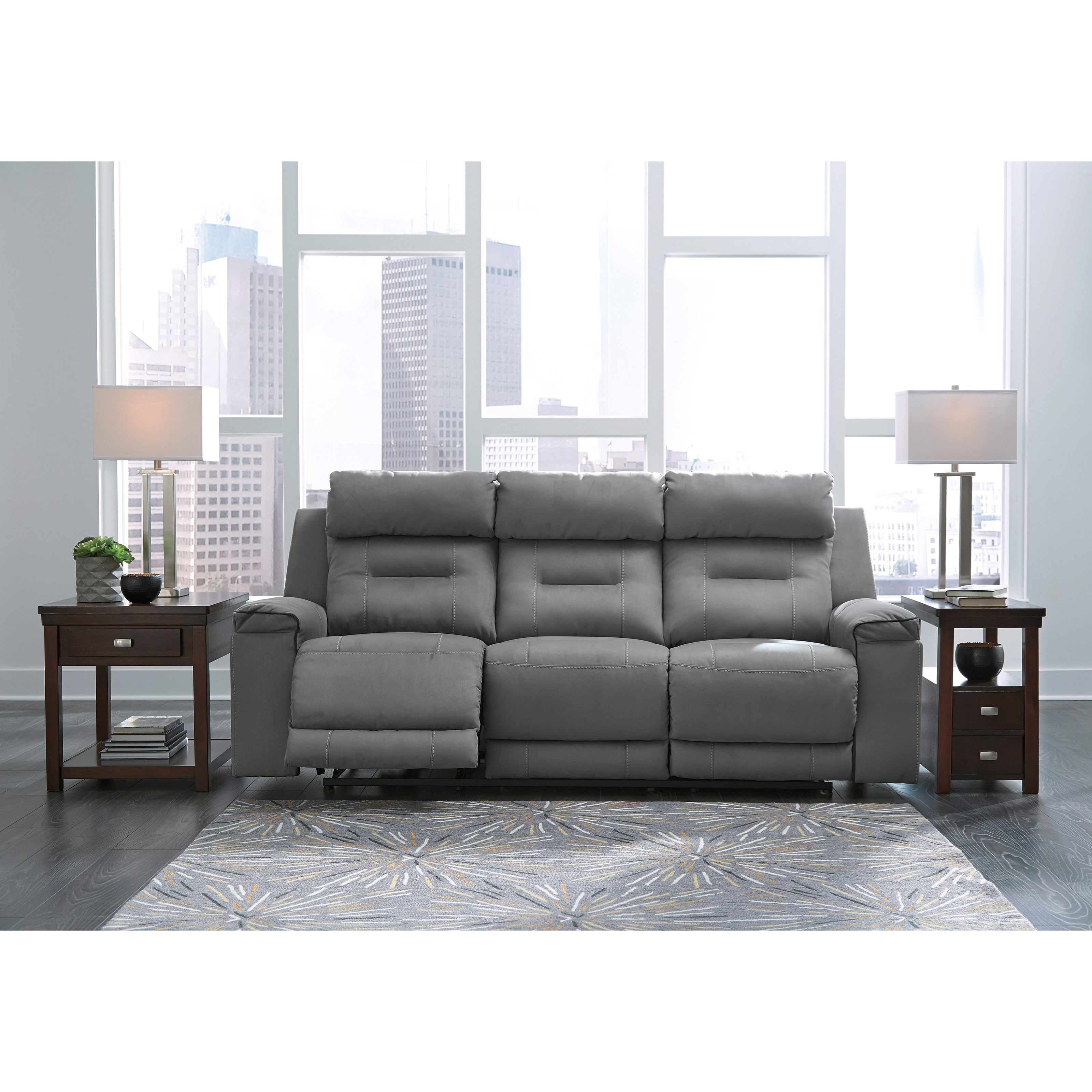 Ashley Signature Design Trampton 3130315 Contemporary Power Reclining Sofa With Adjustable Headrests Dunk Bright Furniture Reclining Sofas