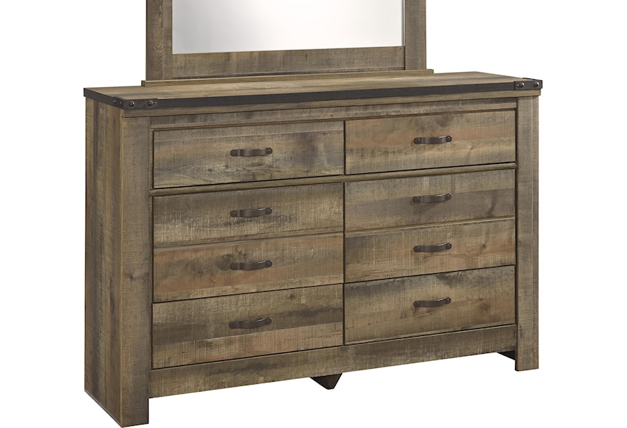 Trevor Rustic Look Youth Dresser With Top Metal Banding Ruby