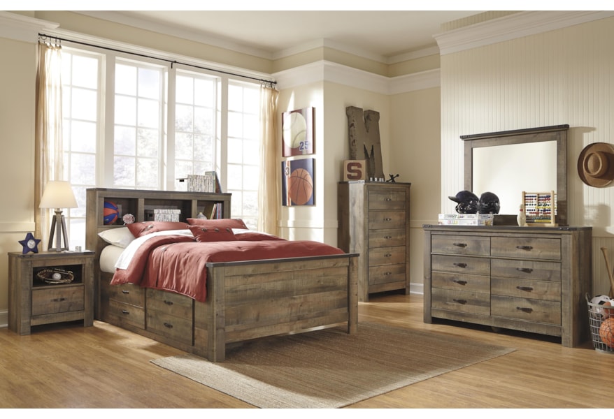 Ashley Trinell Full Bookcase Bed With Under Bed Storage B446 65 84